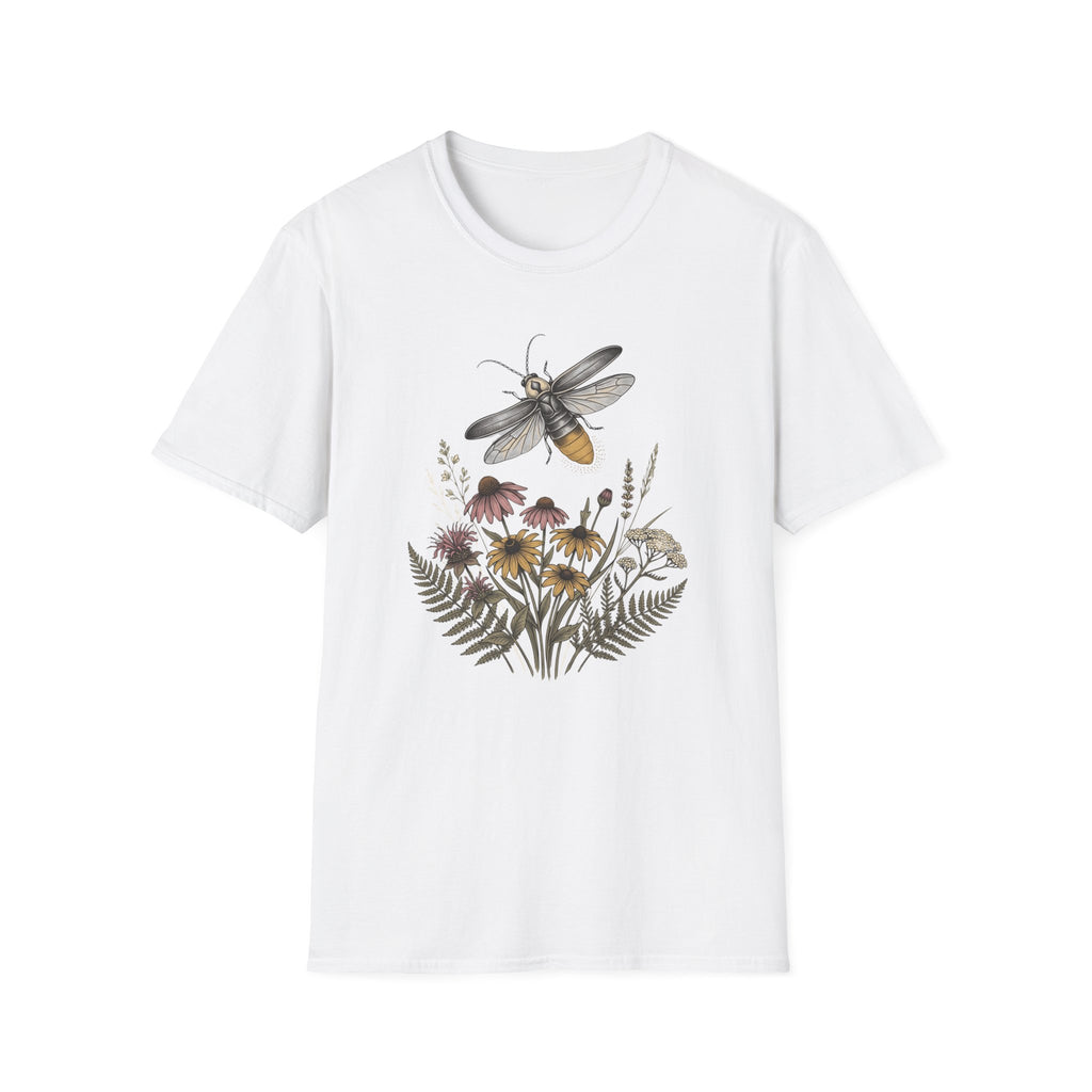 Bee & Wildflower T-Shirt Botanical Firefly Illustration Tee