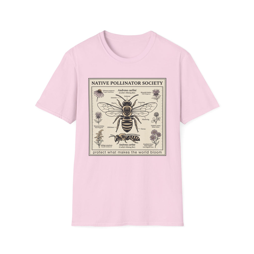 Native Pollinator Society T-Shirt — Bee & Wildflower Conservation Graphic Tee