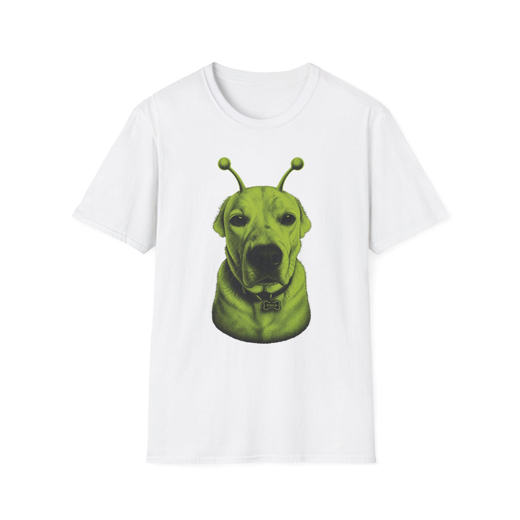 Alien Dog T-Shirt Cute Green Pup with Antennae Graphic Tee