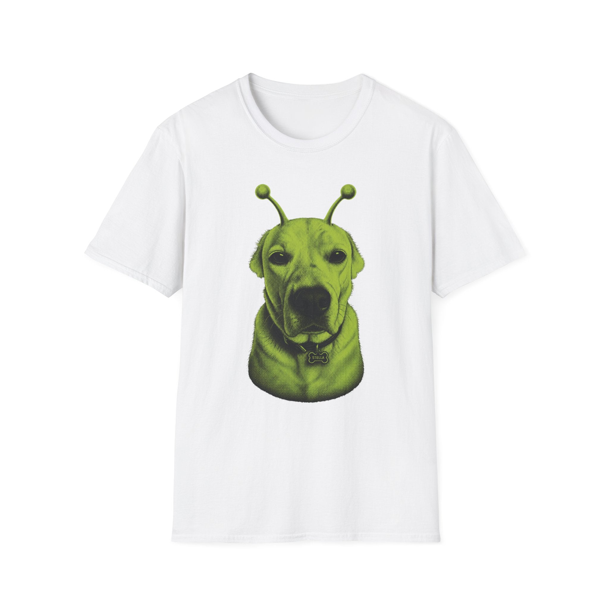 Alien Dog T-Shirt Cute Green Pup with Antennae Graphic Tee
