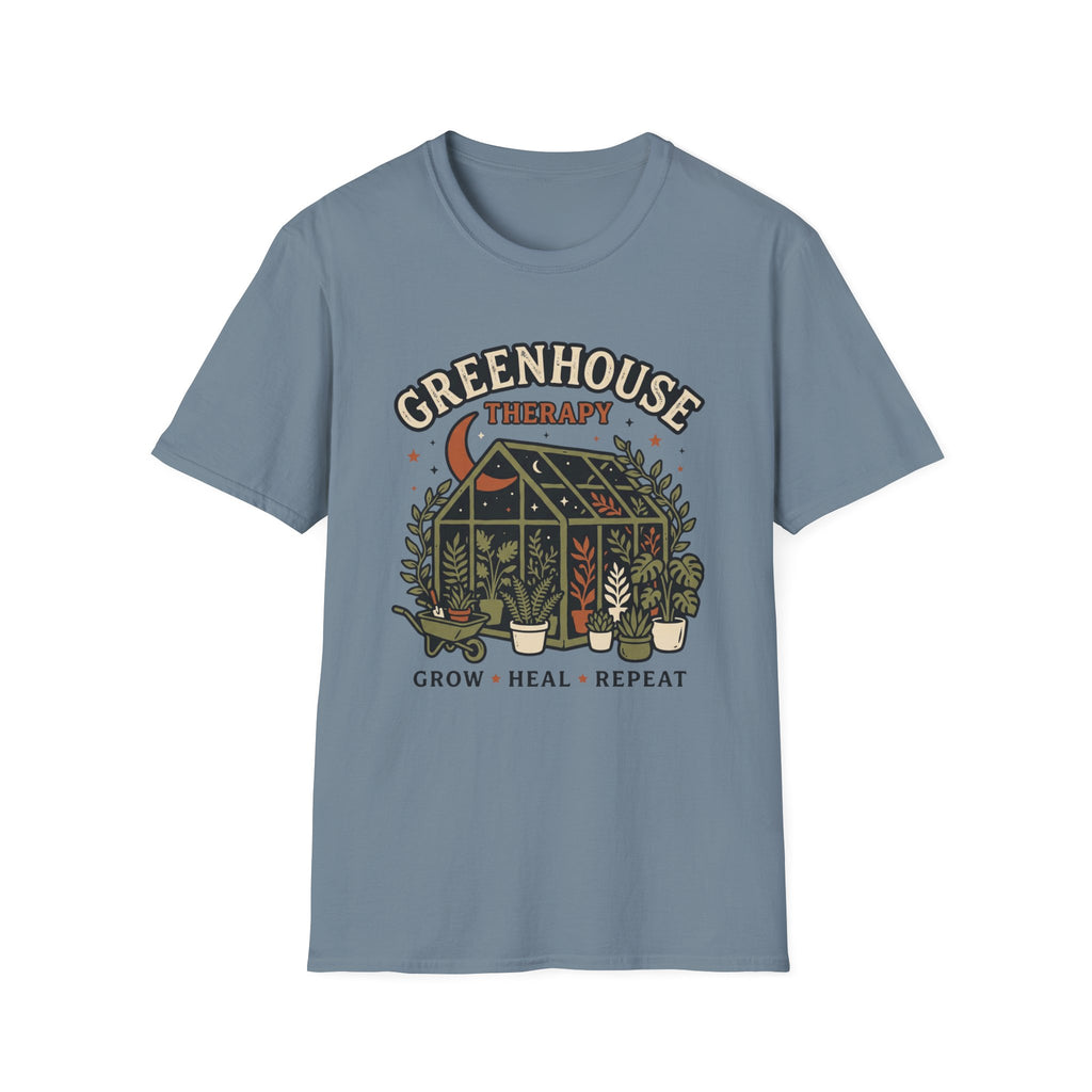 Greenhouse Therapy T‑Shirt Grow Heal Repeat Plant Lover Tee