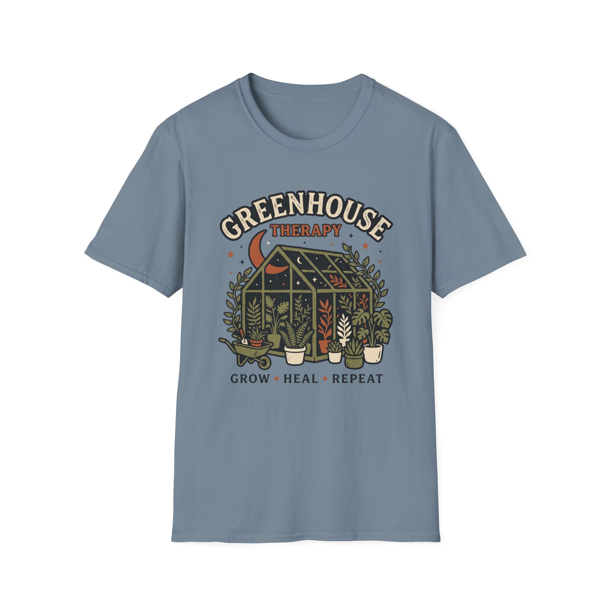 Greenhouse Therapy T‑Shirt Grow Heal Repeat Plant Lover Tee
