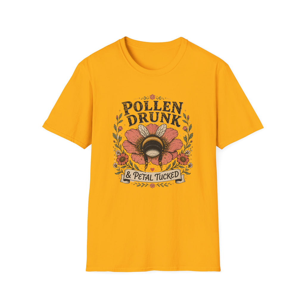 T-Shirt 'Pollen Drunk' Floral Bee Tee (Gardener Plant Mom Gift)