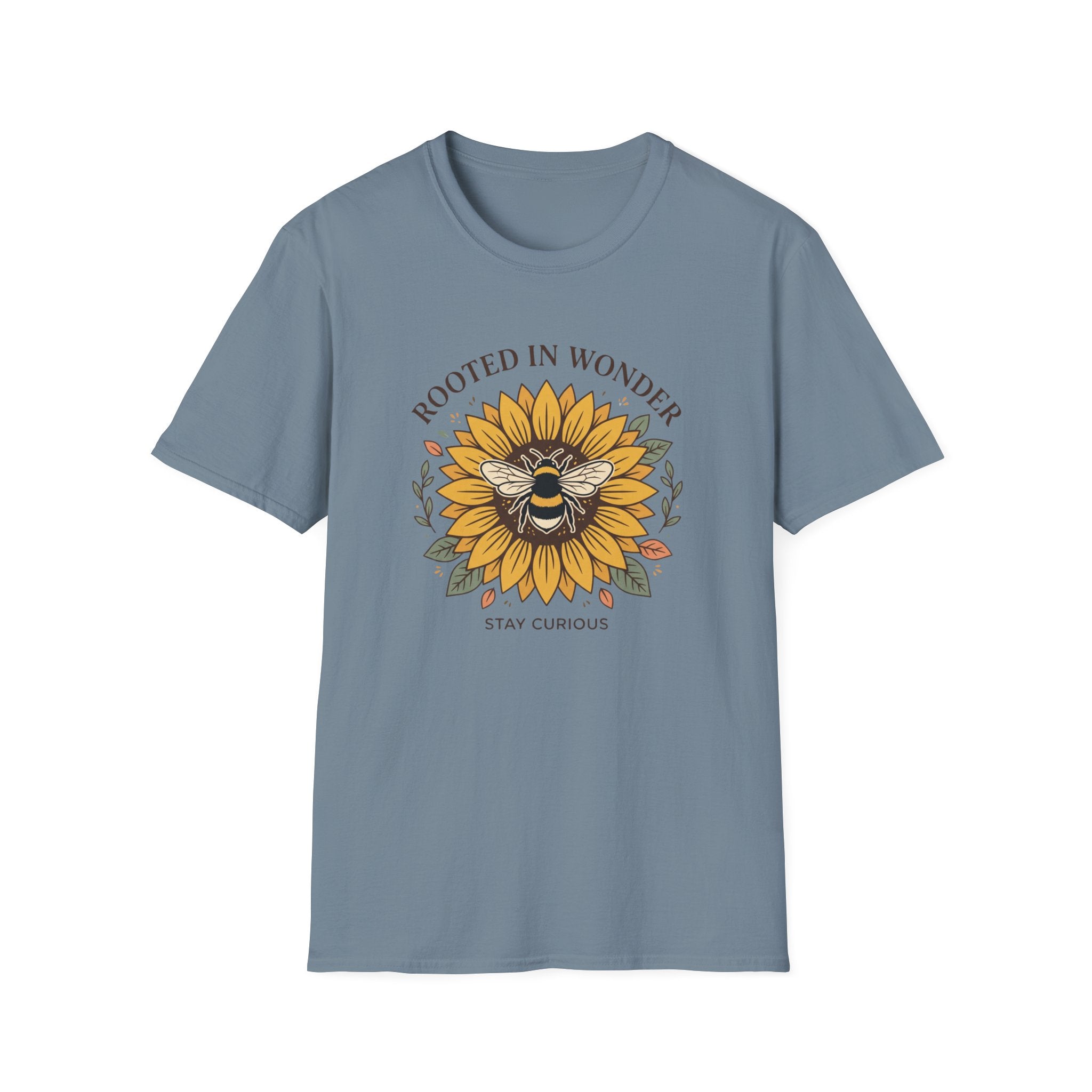 Sunflower Bee T-Shirt — "Rooted in Wonder" Botanical Graphic Tee