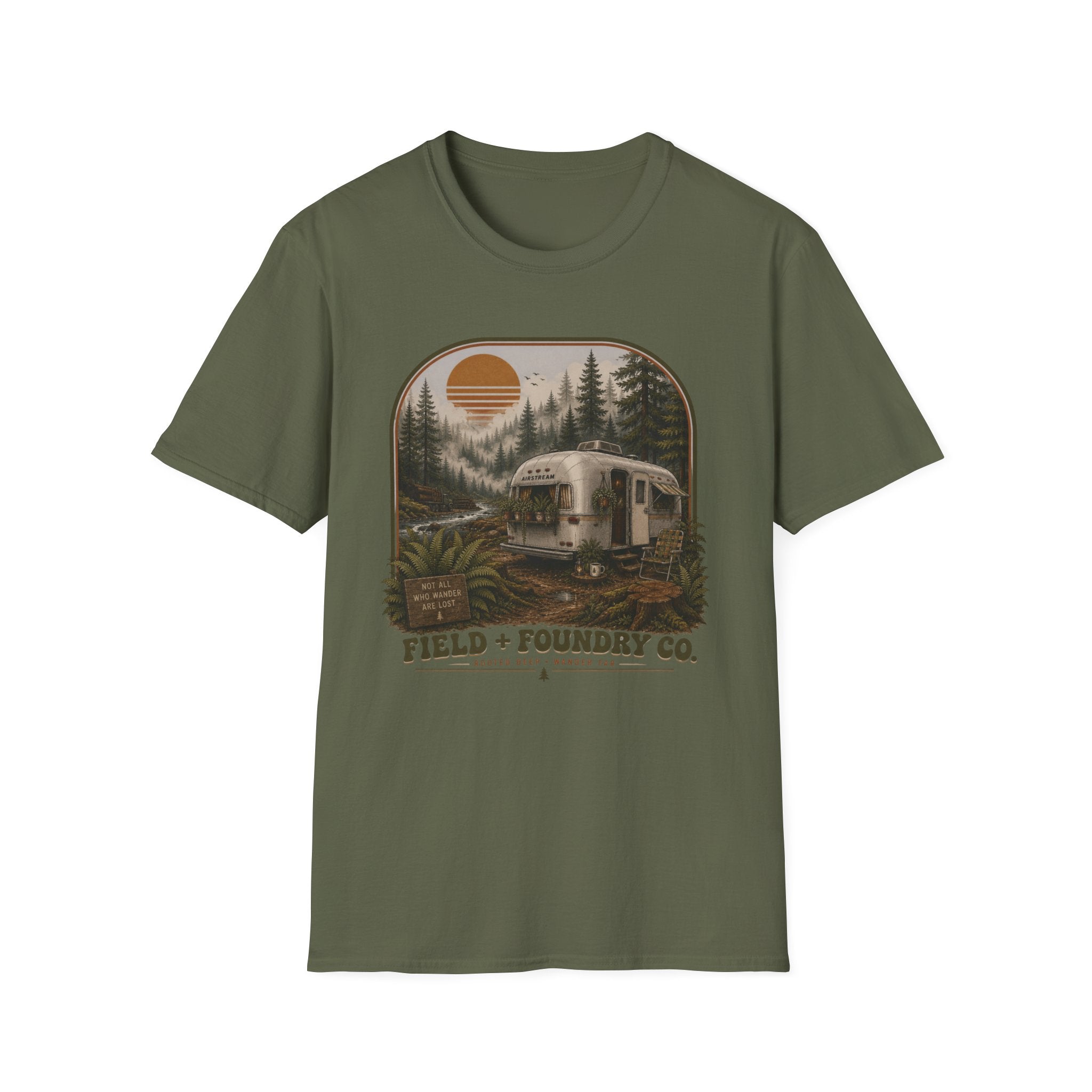 Forest Airstream T-Shirt Retro Sunset