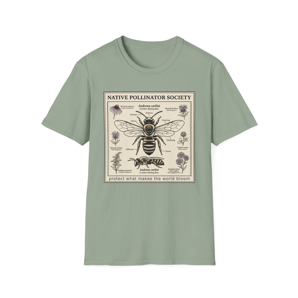 Native Pollinator Society T-Shirt — Bee & Wildflower Conservation Graphic Tee