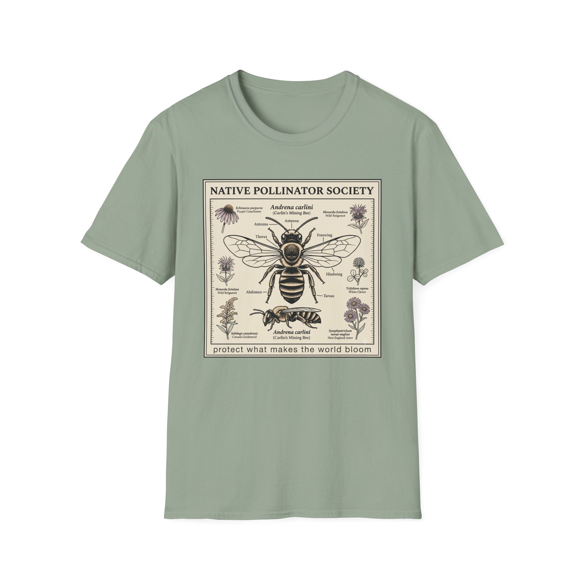 Native Pollinator Society T-Shirt — Bee & Wildflower Conservation Graphic Tee