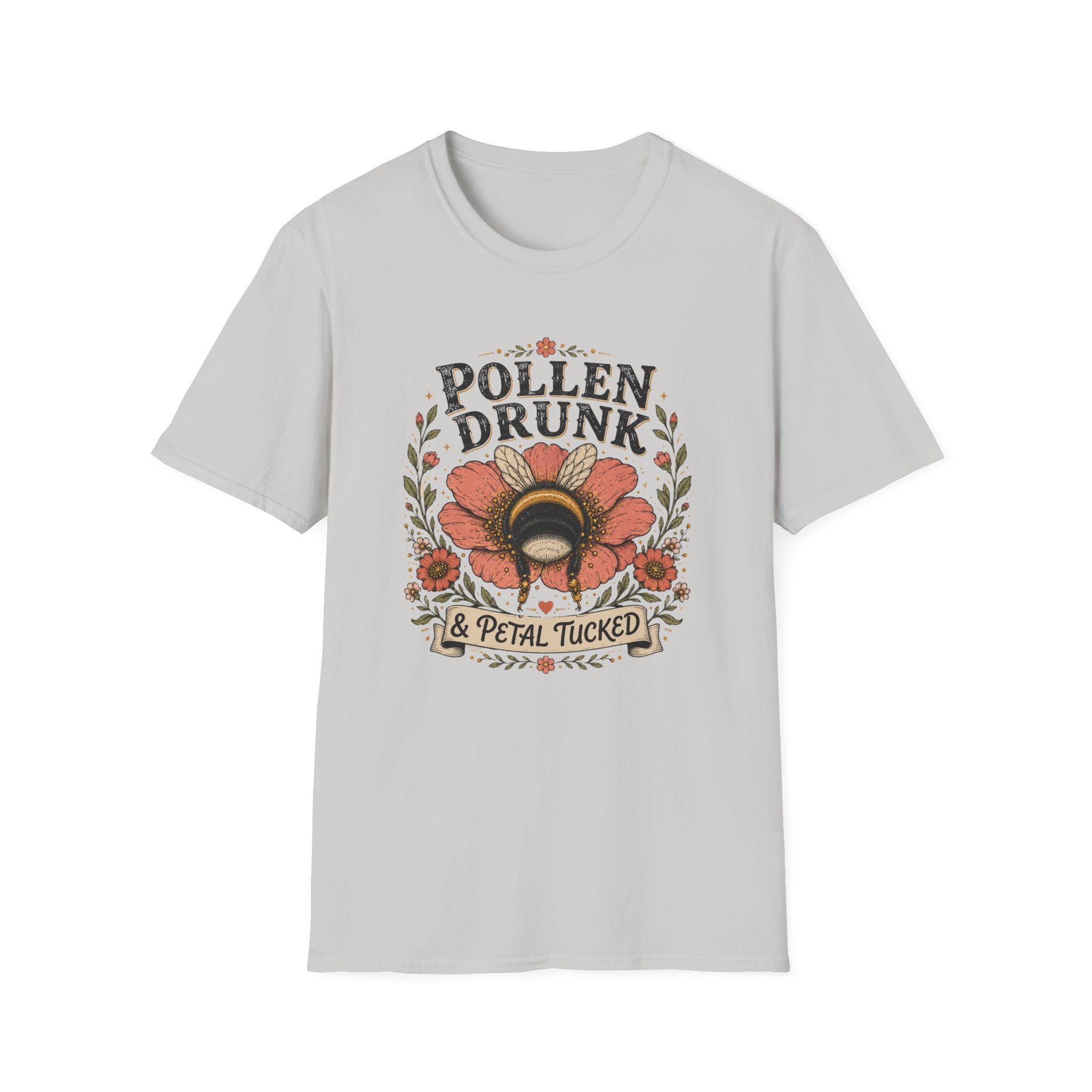 T-Shirt 'Pollen Drunk' Floral Bee Tee (Gardener Plant Mom Gift)