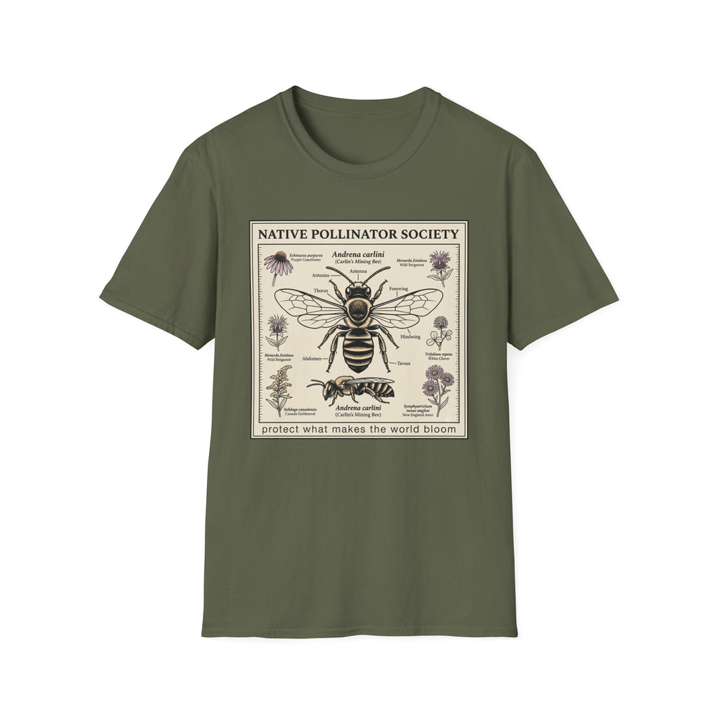 Native Pollinator Society T-Shirt — Bee & Wildflower Conservation Graphic Tee