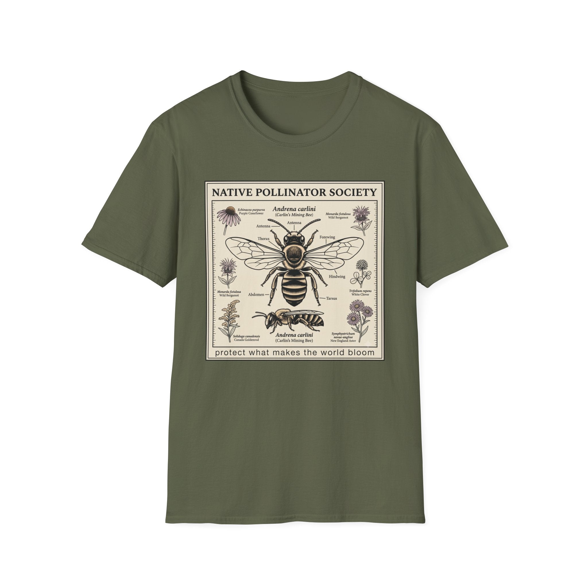 Native Pollinator Society T-Shirt — Bee & Wildflower Conservation Graphic Tee
