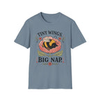 Tiny Wings Big Nap T-Shirt — Cute Bee Floral Graphic Tee