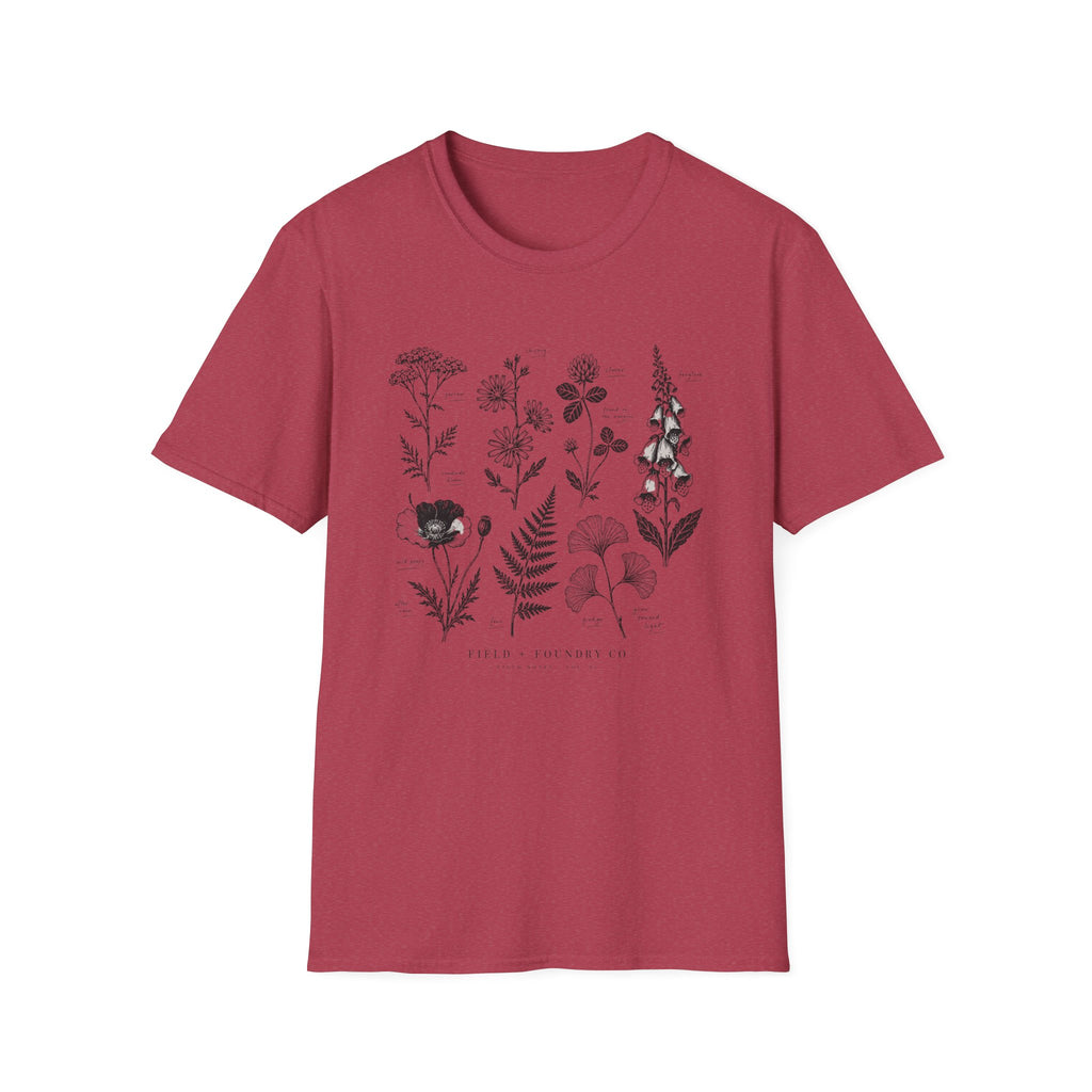 Botanical Sketch Wildflower Floral Illustration T-Shirt