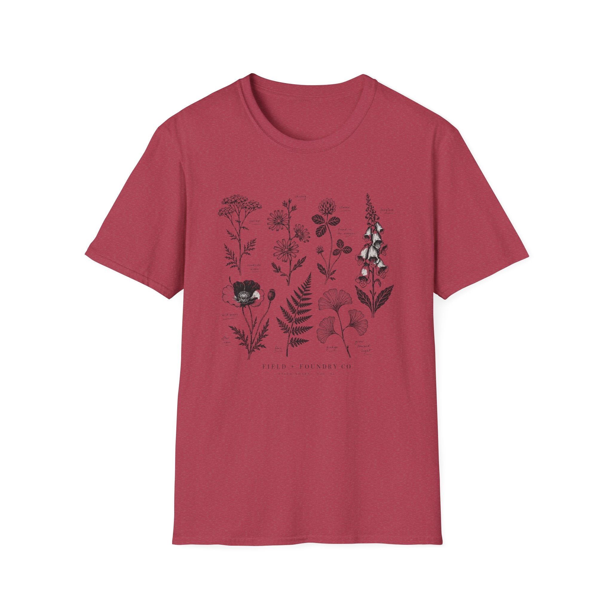Botanical Sketch Wildflower Floral Illustration T-Shirt