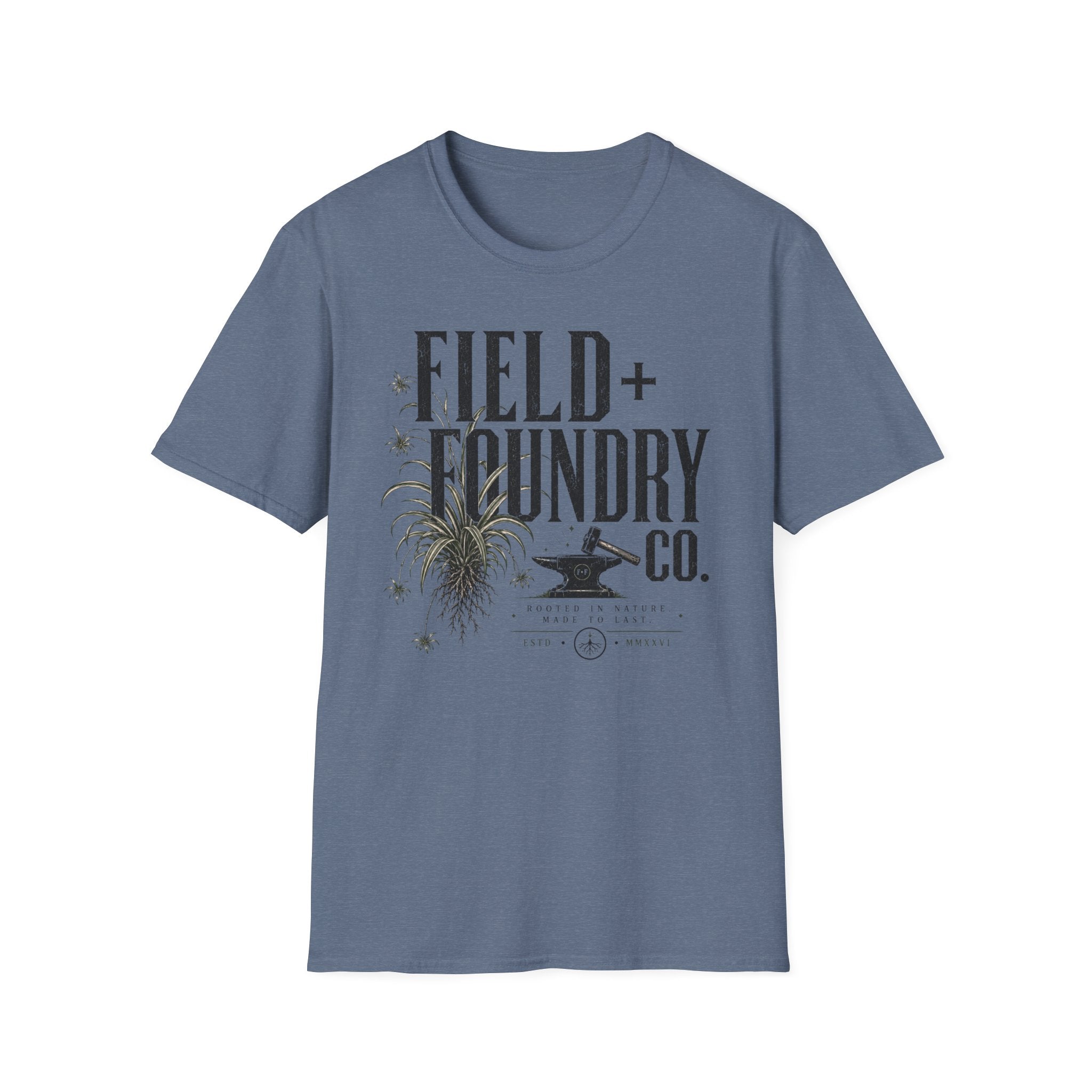 Field + Foundry Co. Vintage Logo T-Shirt Rustic Botanical Graphic Tee