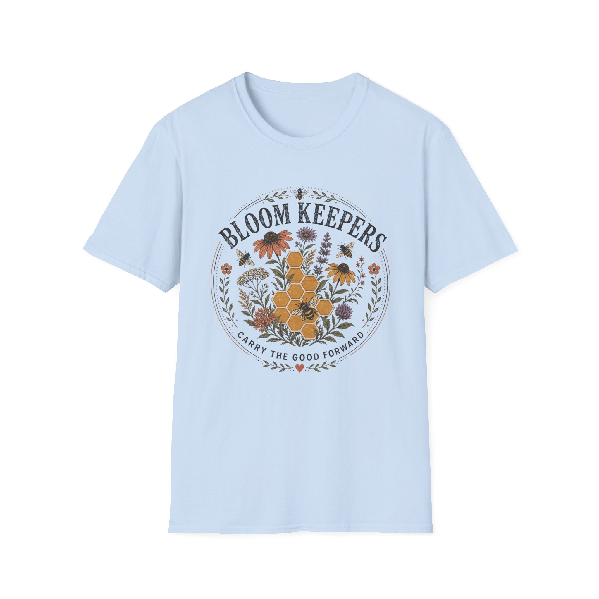 Bloom Keepers T-Shirt Floral Bee & Honeycomb Garden Tee