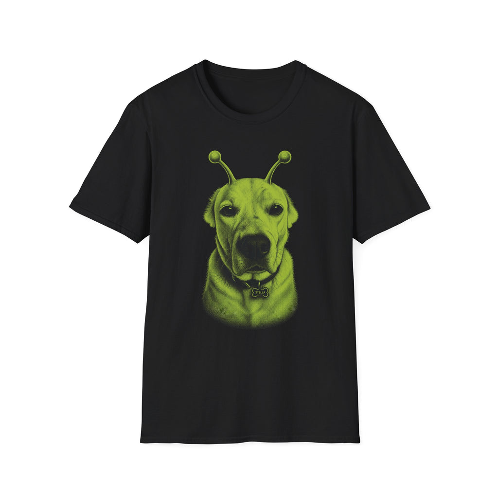 Alien Dog T-Shirt Cute Green Pup with Antennae Graphic Tee