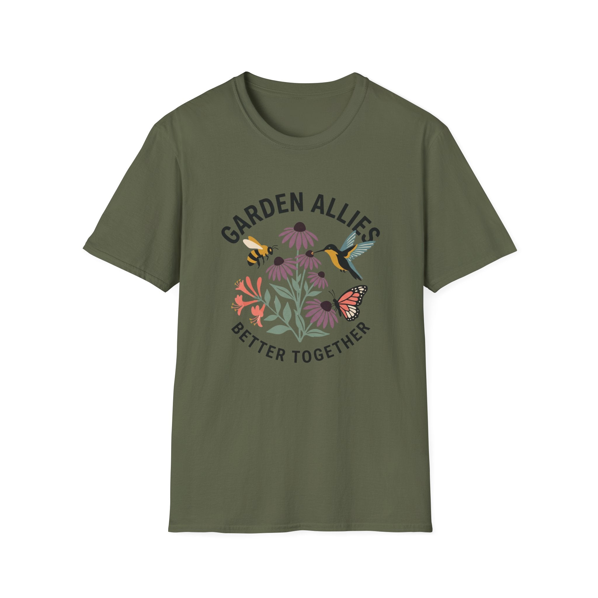 Garden Allies T-Shirt — "Garden Allies: Better Together" Floral Pollinator Tee