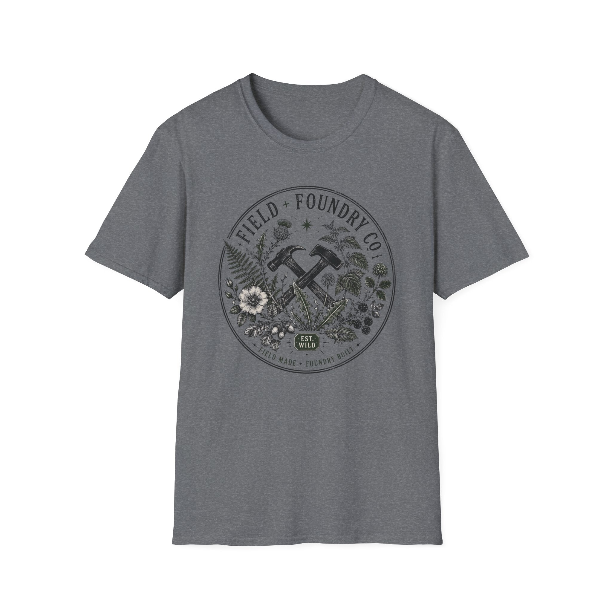 Field + Foundry Co. Floral Hammer T-Shirt Vintage Botanical Workwear Tee