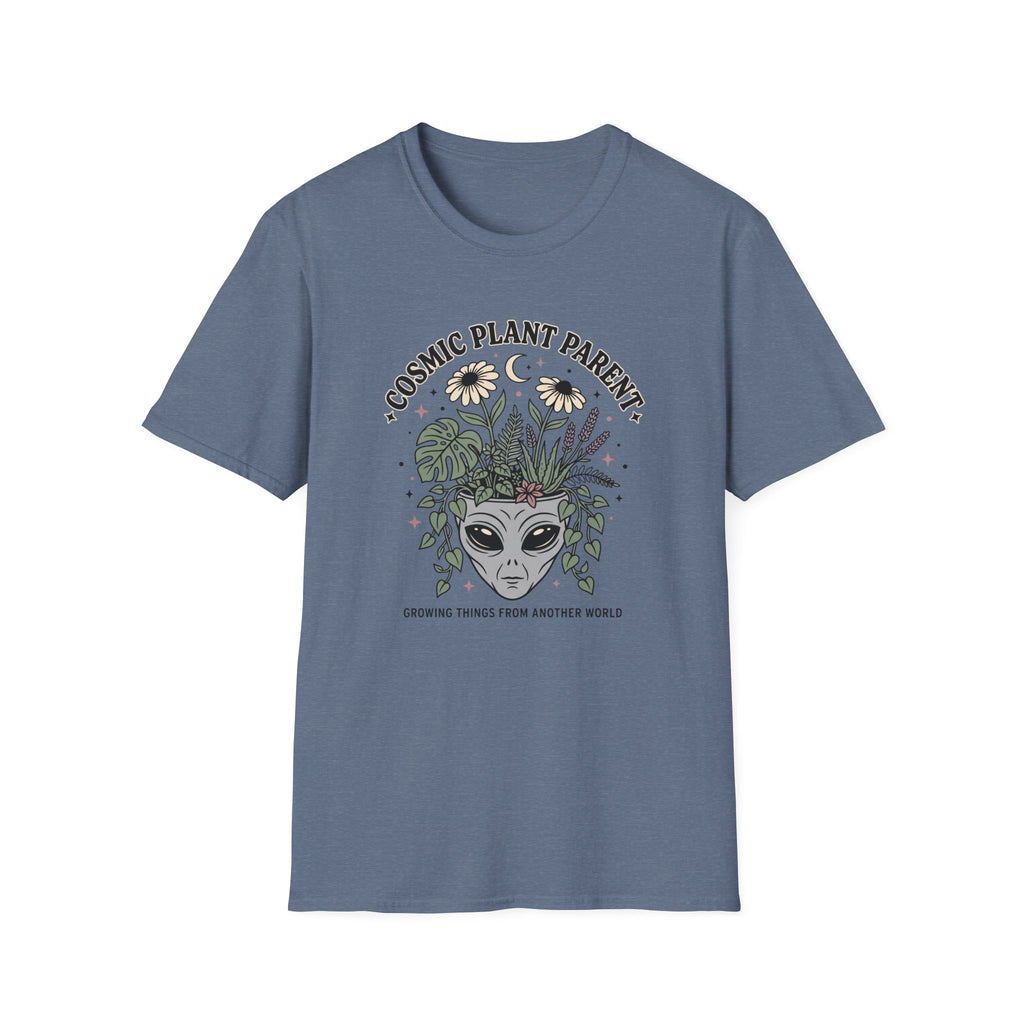 Cosmic Plant Parent T-Shirt Whimsical Alien & Botanical Graphic