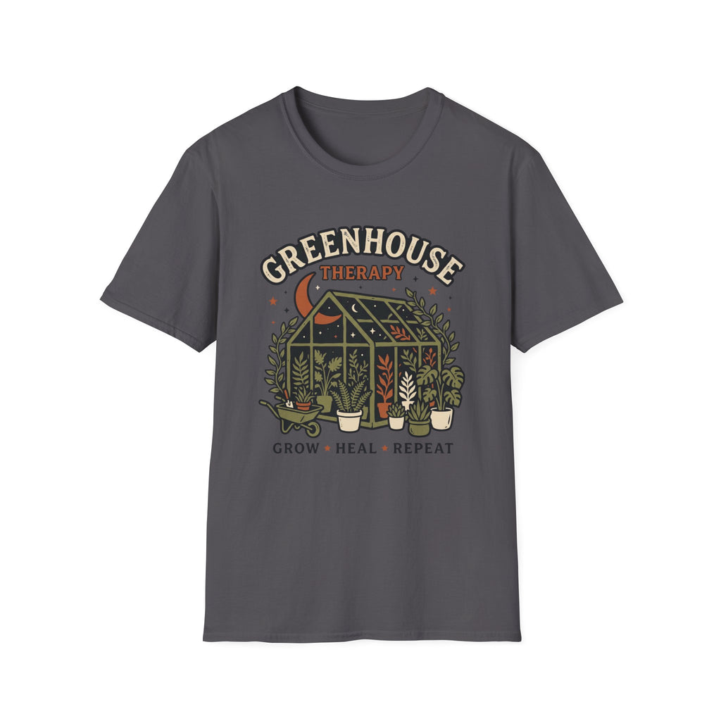 Greenhouse Therapy T‑Shirt Grow Heal Repeat Plant Lover Tee