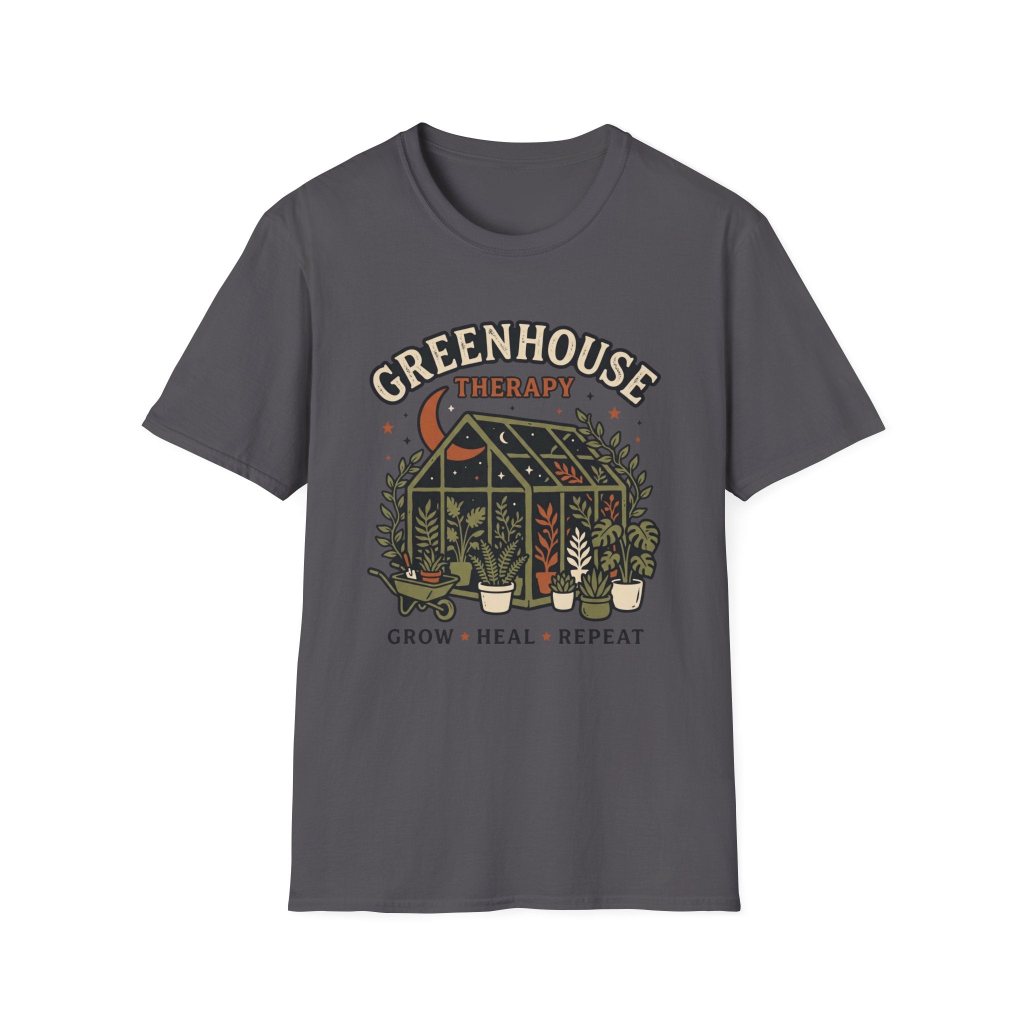 Greenhouse Therapy T‑Shirt Grow Heal Repeat Plant Lover Tee