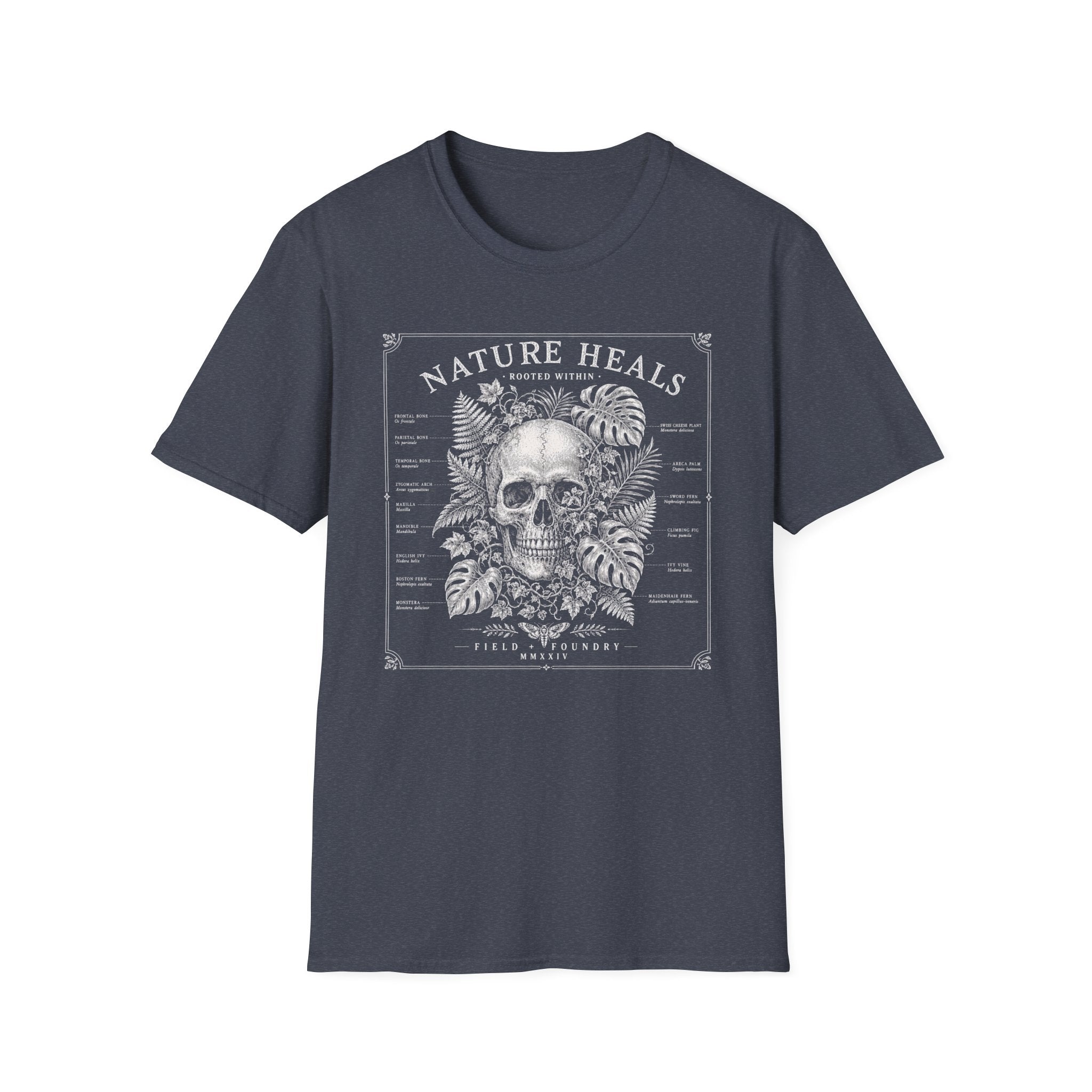 Nature Heals Skull Tee Botanical Skull Graphic T-Shirt