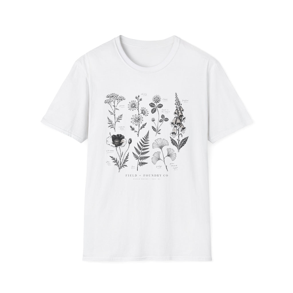 Botanical Sketch Wildflower Floral Illustration T-Shirt