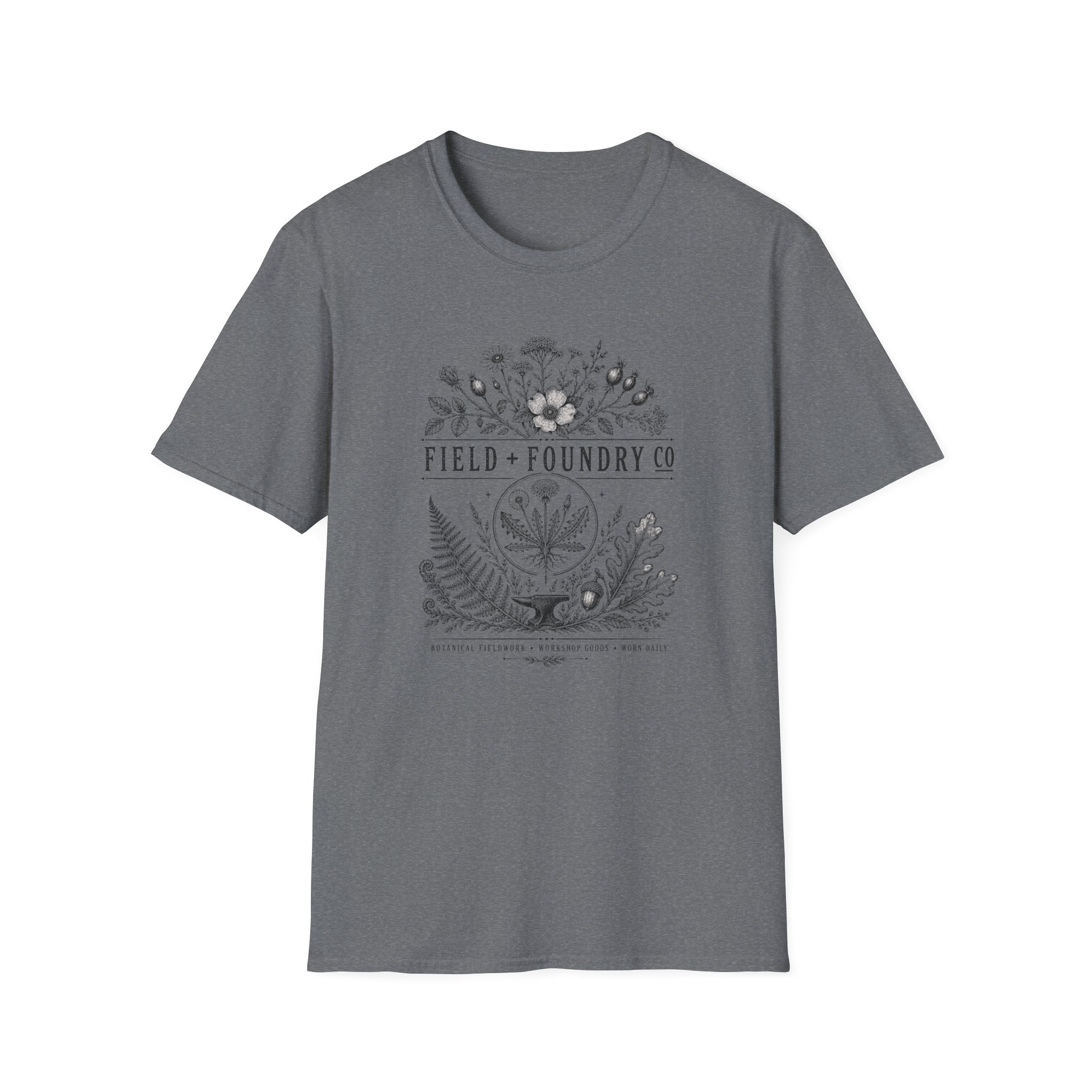 Field + Foundry Co Floral T‑Shirt — Botanical Vintage Logo Tee