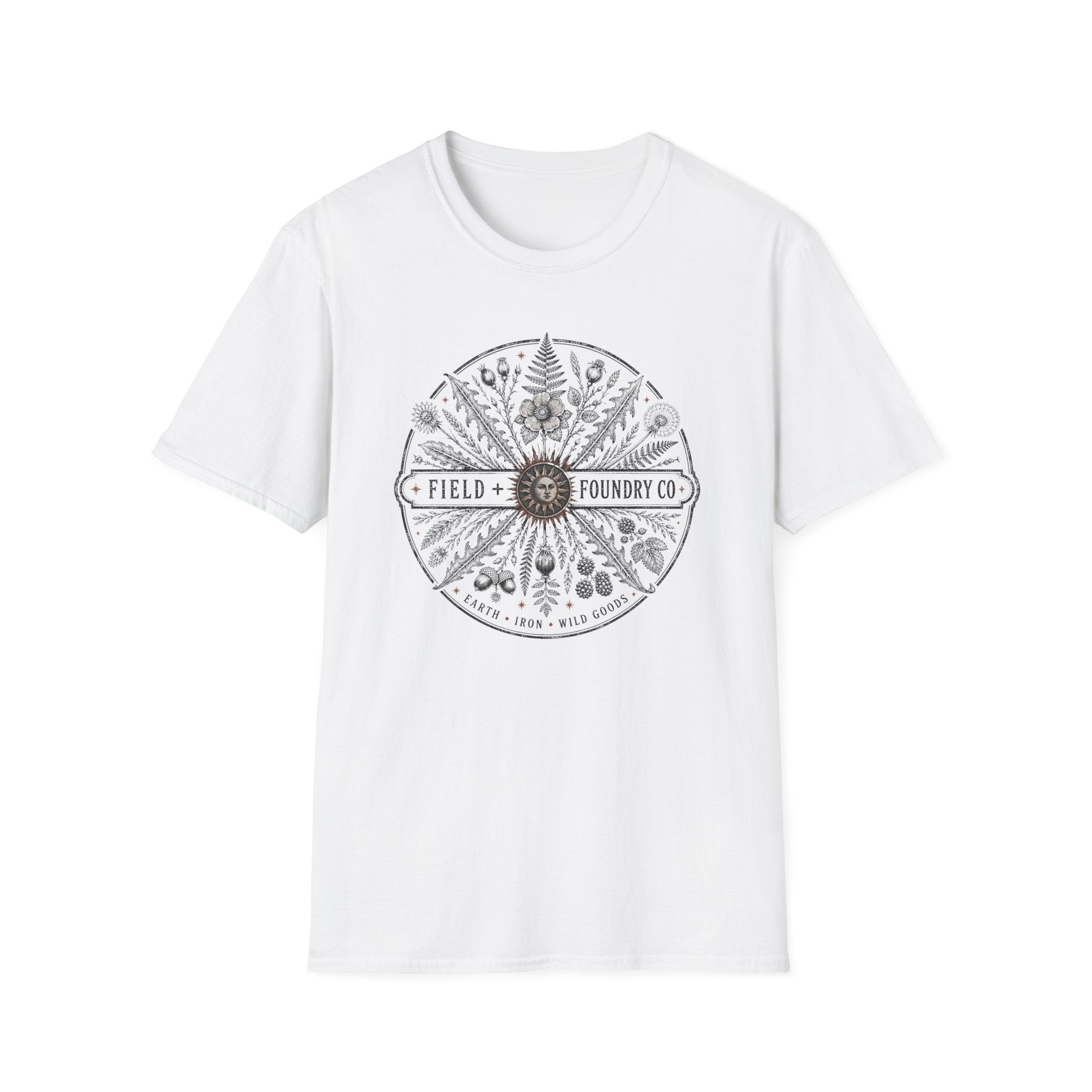 Field + Foundry Co. Botanical Compass T-Shirt  Vintage Floral Logo Tee
