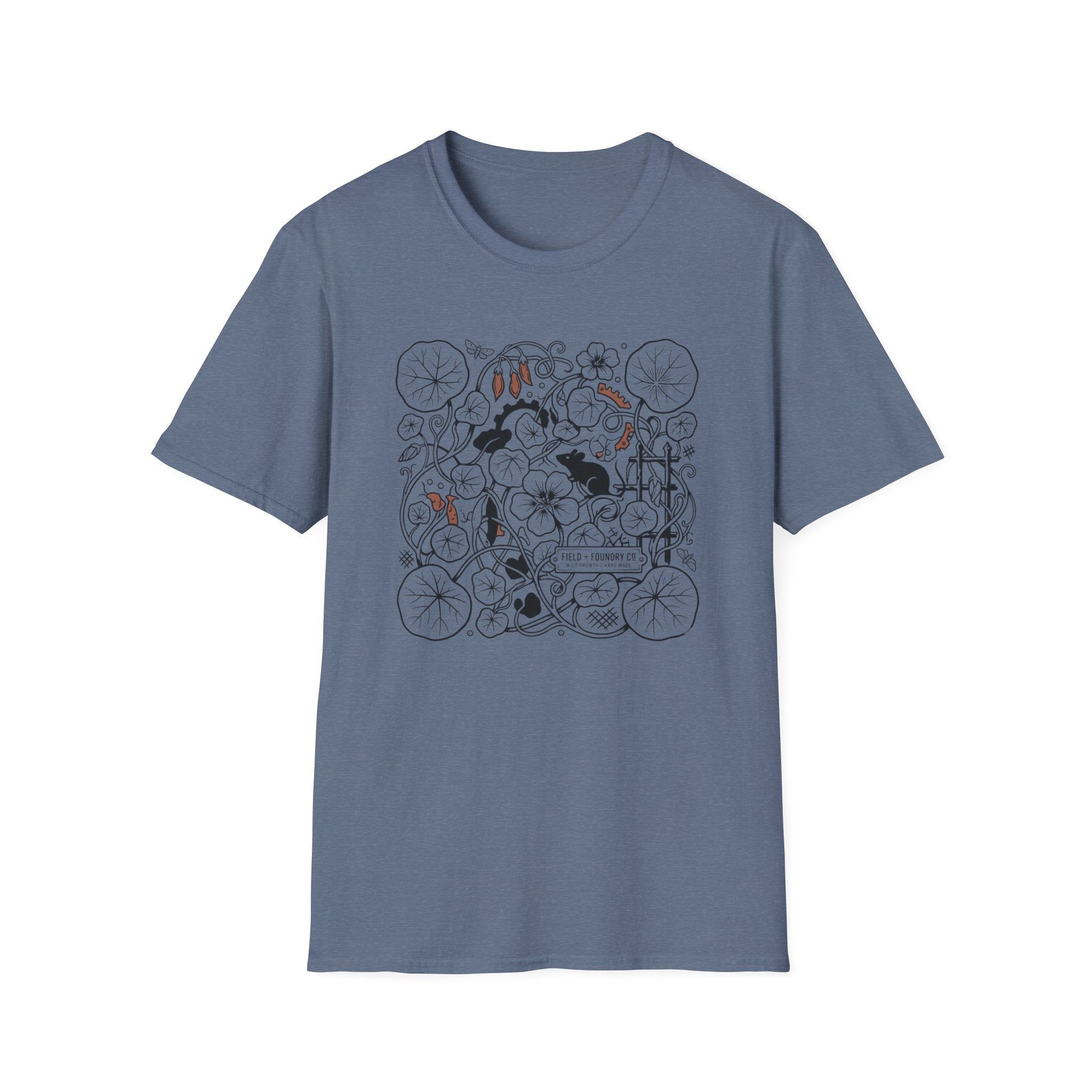 Garden Cats T‑Shirt Whimsical Botanical Illustration