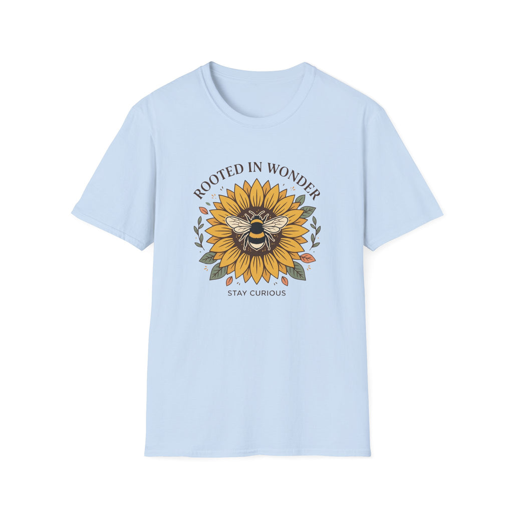 Sunflower Bee T-Shirt — "Rooted in Wonder" Botanical Graphic Tee