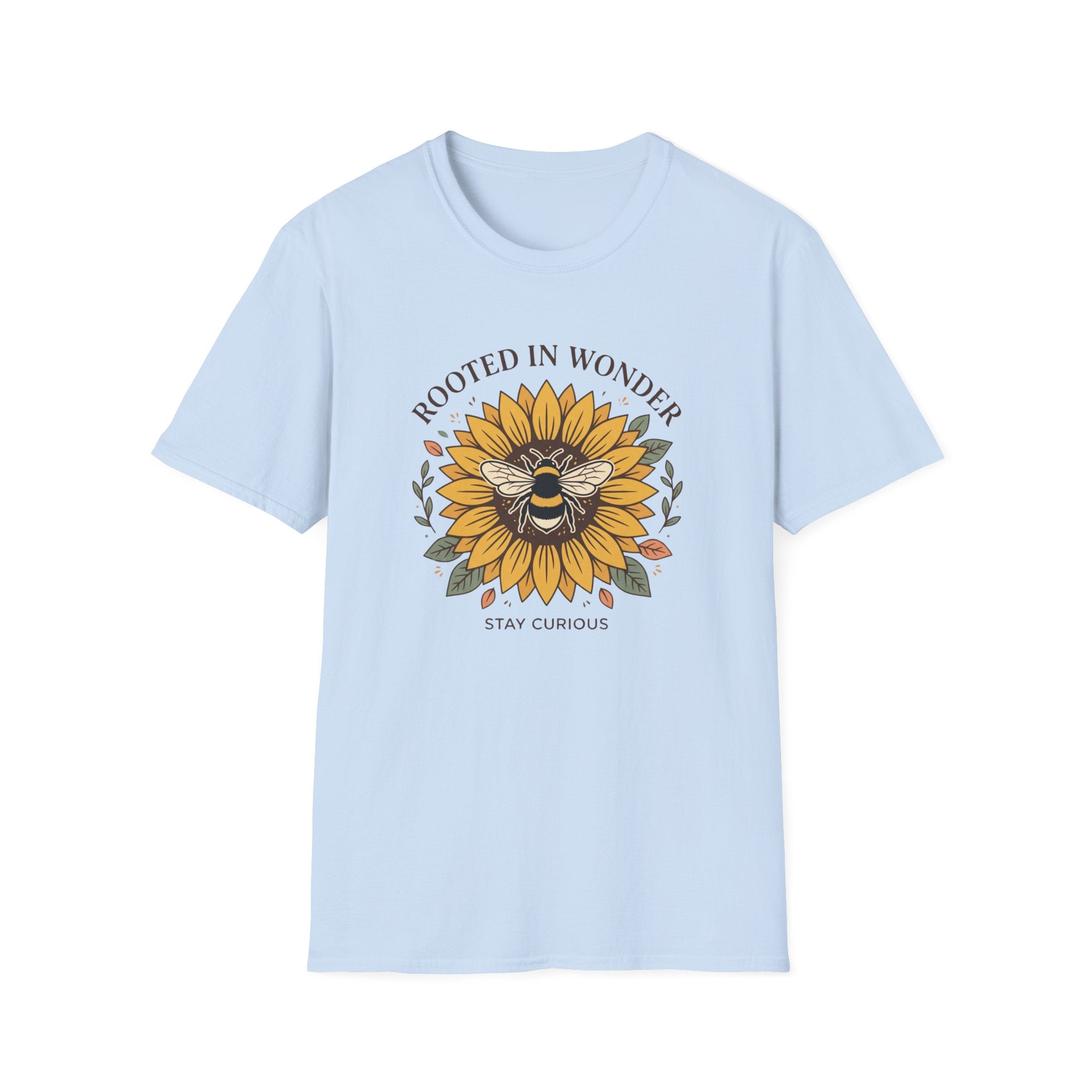 Sunflower Bee T-Shirt — "Rooted in Wonder" Botanical Graphic Tee