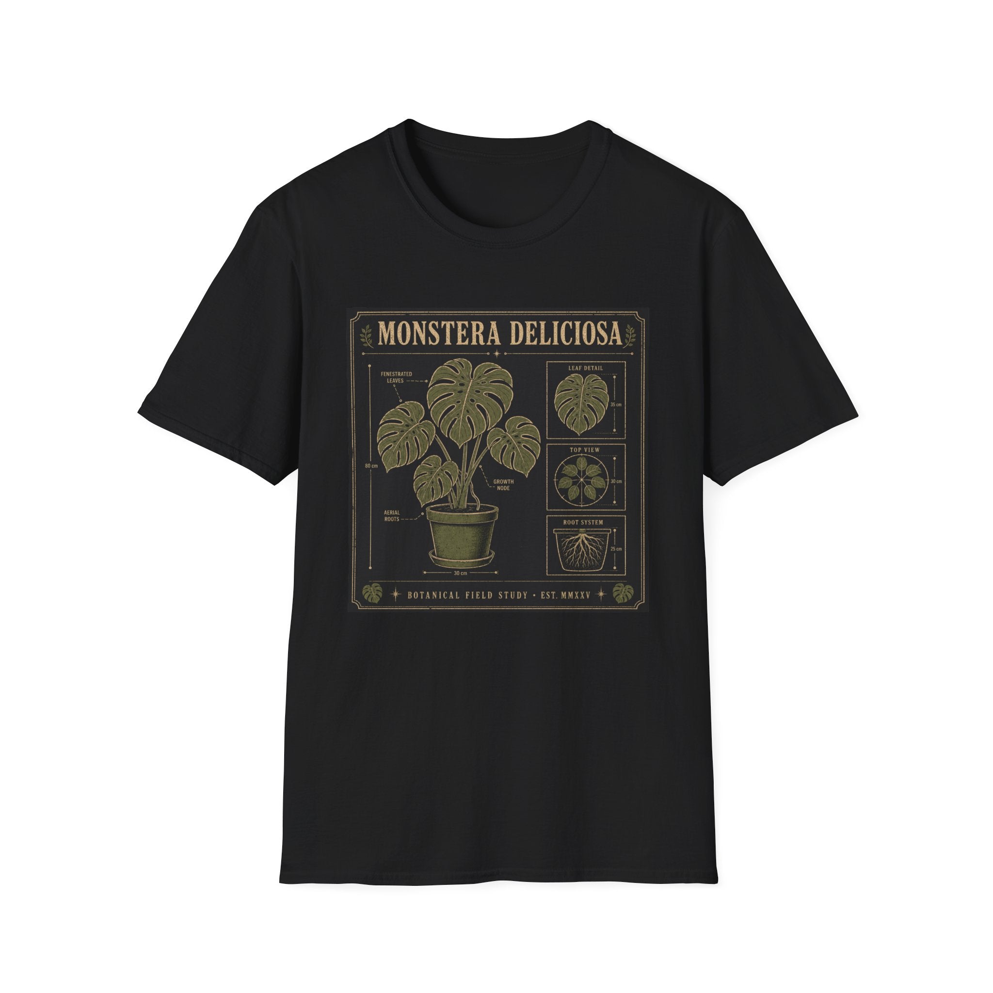 Monstera Deliciosa Plant T-Shirt — Vintage Botanical Illustration Tee