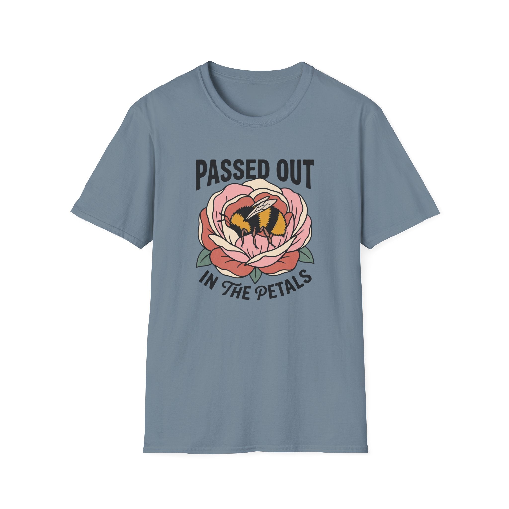 T-Shirt — "Passed Out in the Petals" Bee Floral Graphic Tee