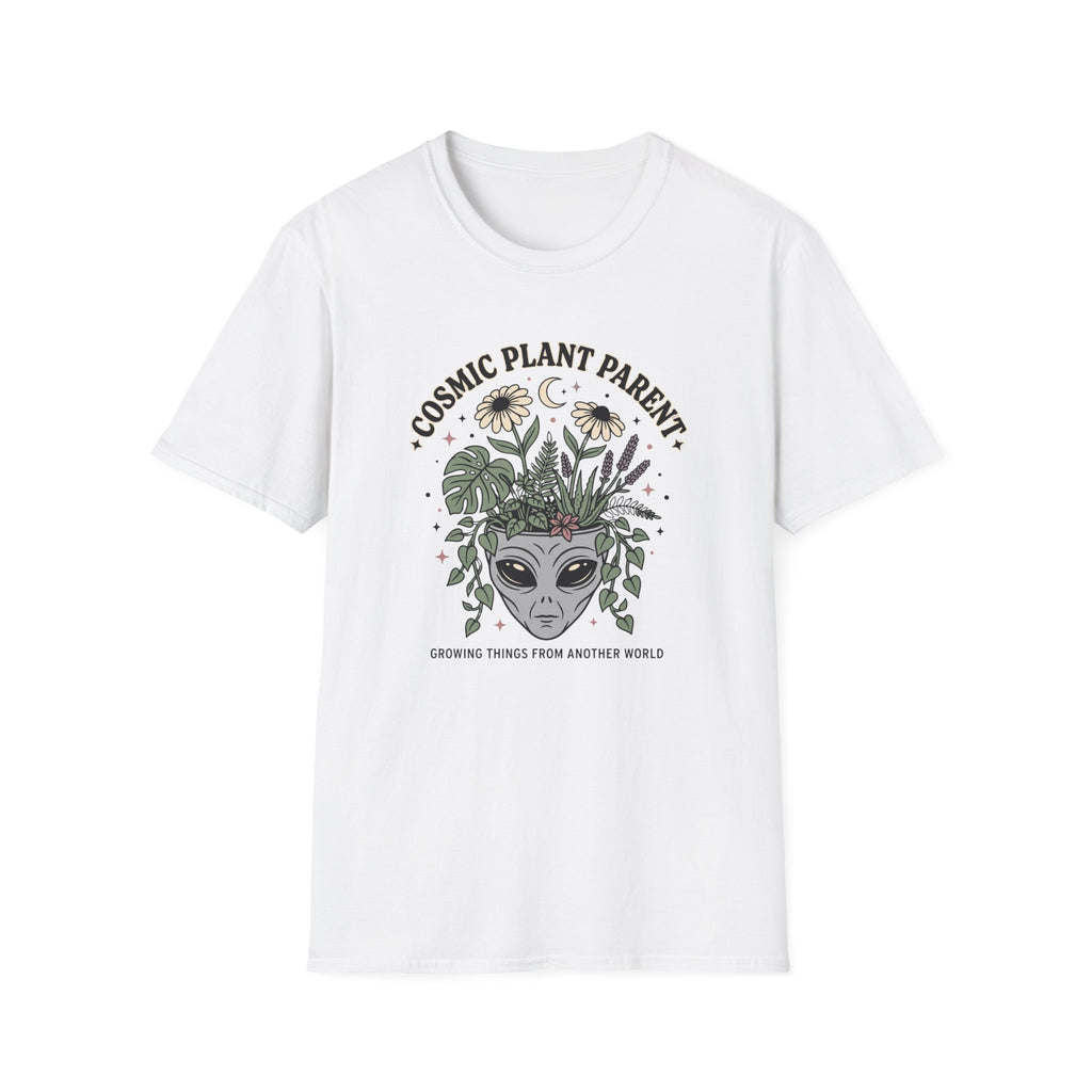 Cosmic Plant Parent T-Shirt Whimsical Alien & Botanical Graphic