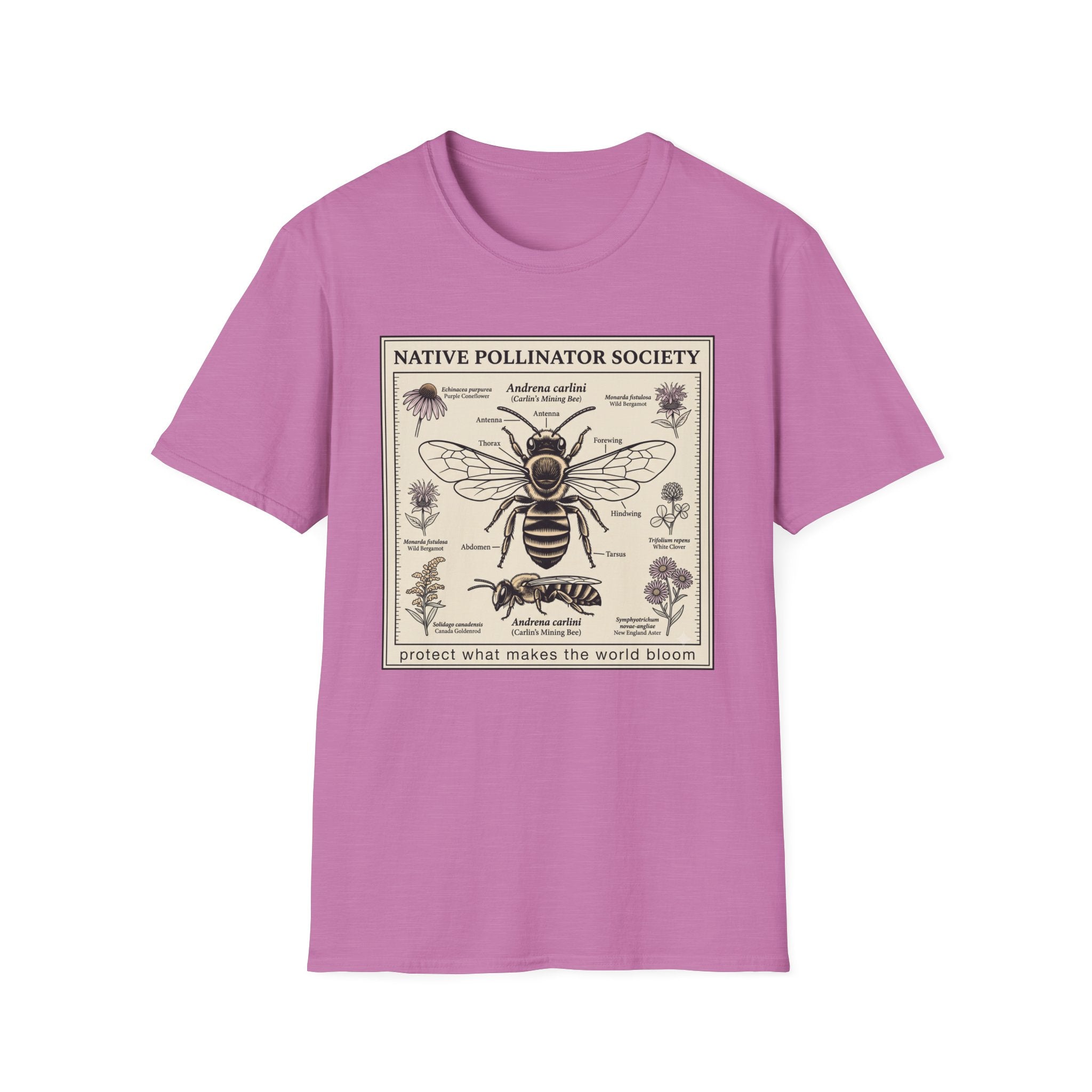 Native Pollinator Society T-Shirt — Bee & Wildflower Conservation Graphic Tee
