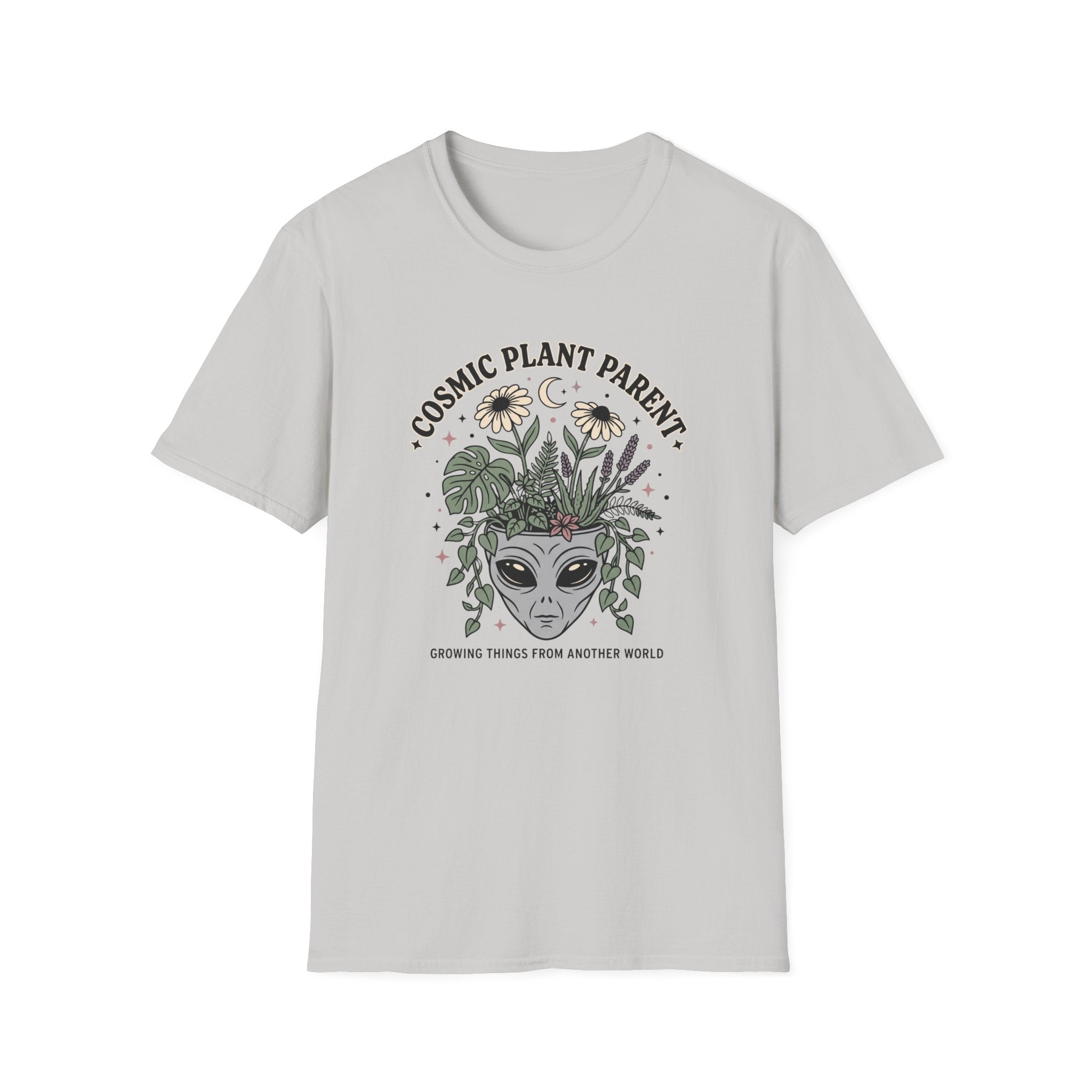 Cosmic Plant Parent T-Shirt Whimsical Alien & Botanical Graphic