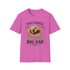 Tiny Wings Big Nap T-Shirt — Cute Bee Floral Graphic Tee