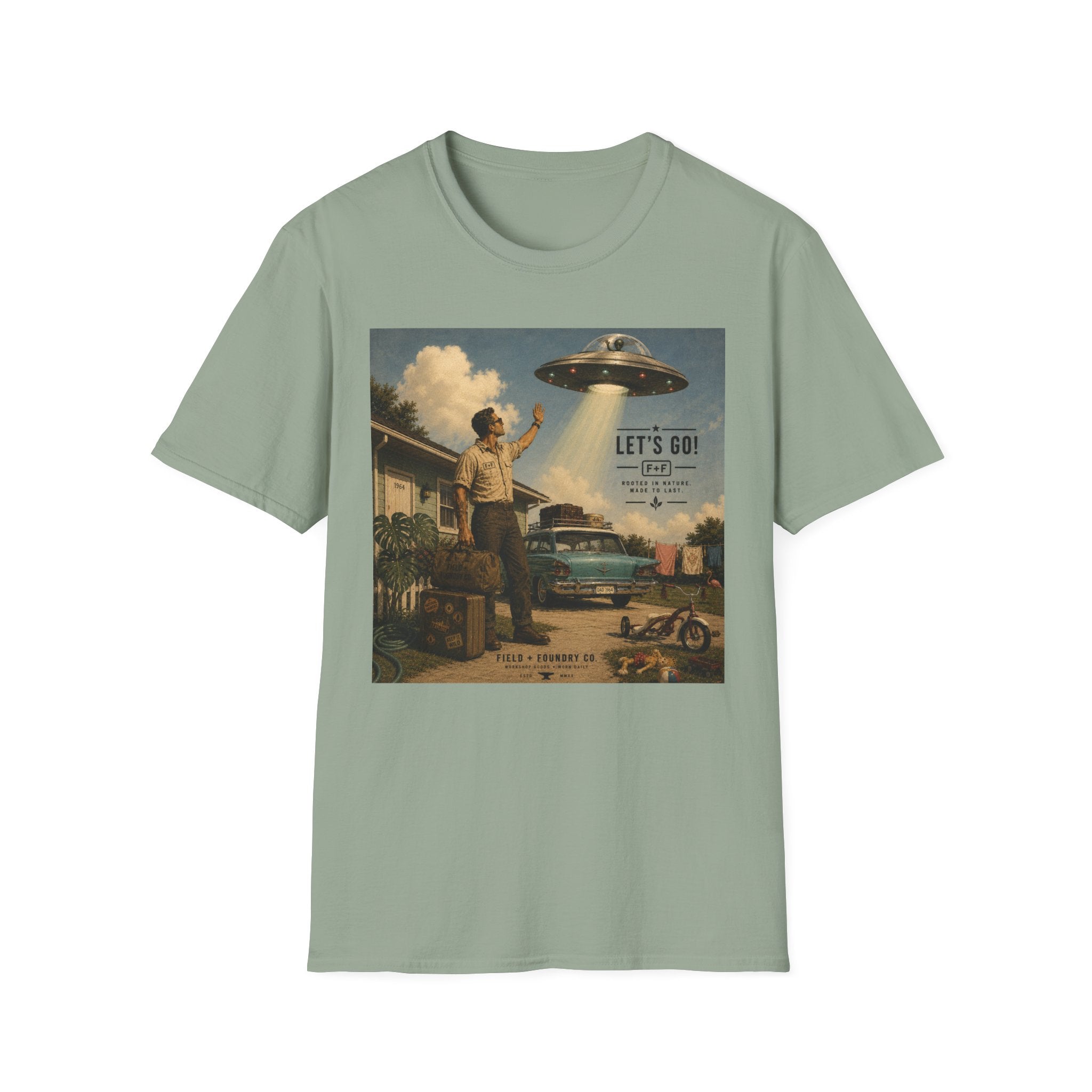 Retro UFO Tee "Let’s Go!" Vintage Alien Abduction Graphic T-Shirt