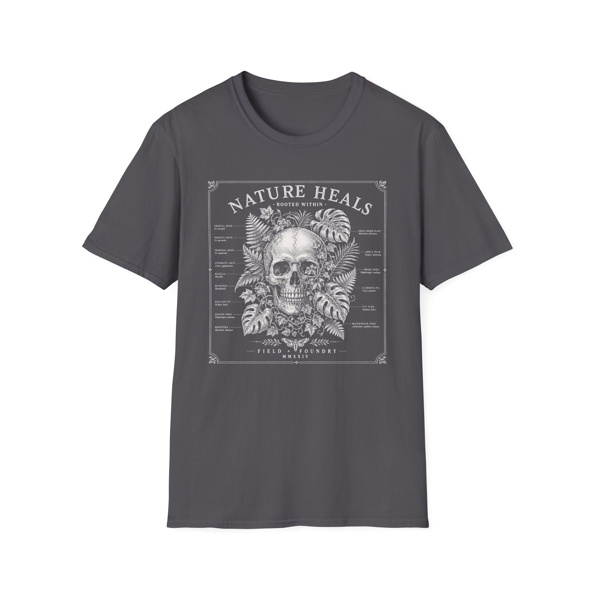 Nature Heals Skull Tee Botanical Skull Graphic T-Shirt