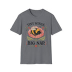 Tiny Wings Big Nap T-Shirt — Cute Bee Floral Graphic Tee
