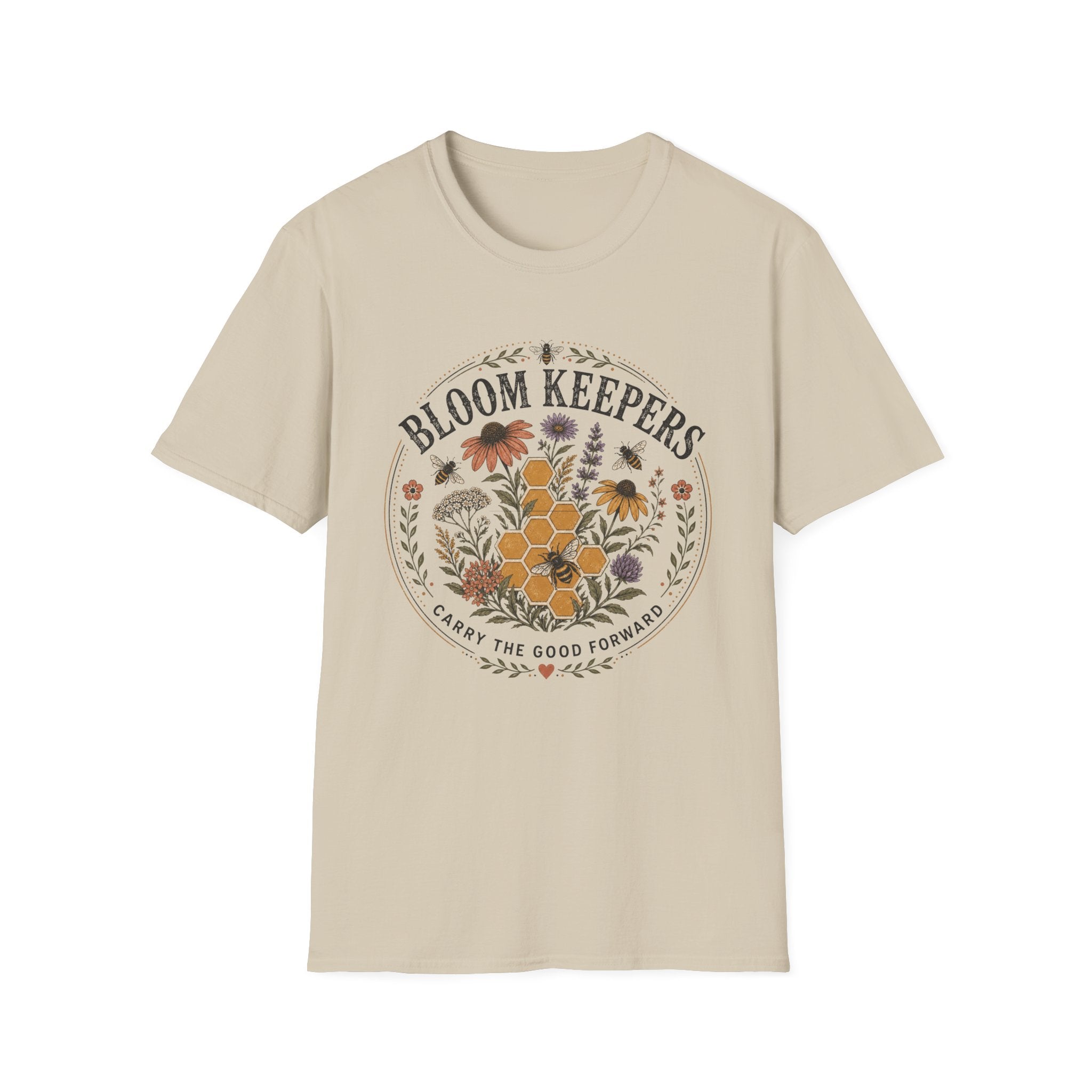 Bloom Keepers T-Shirt Floral Bee & Honeycomb Garden Tee