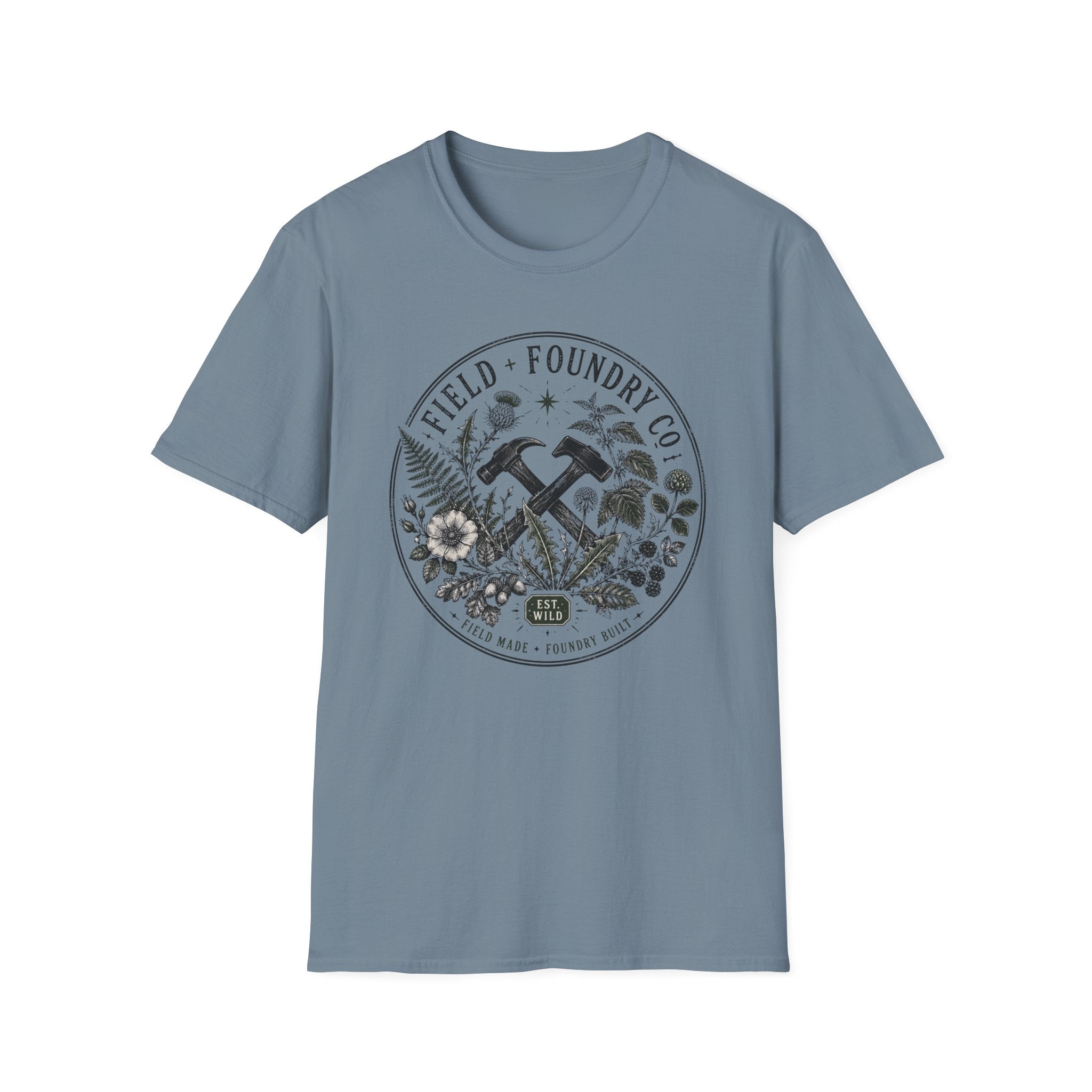 Field + Foundry Co. Floral Hammer T-Shirt Vintage Botanical Workwear Tee