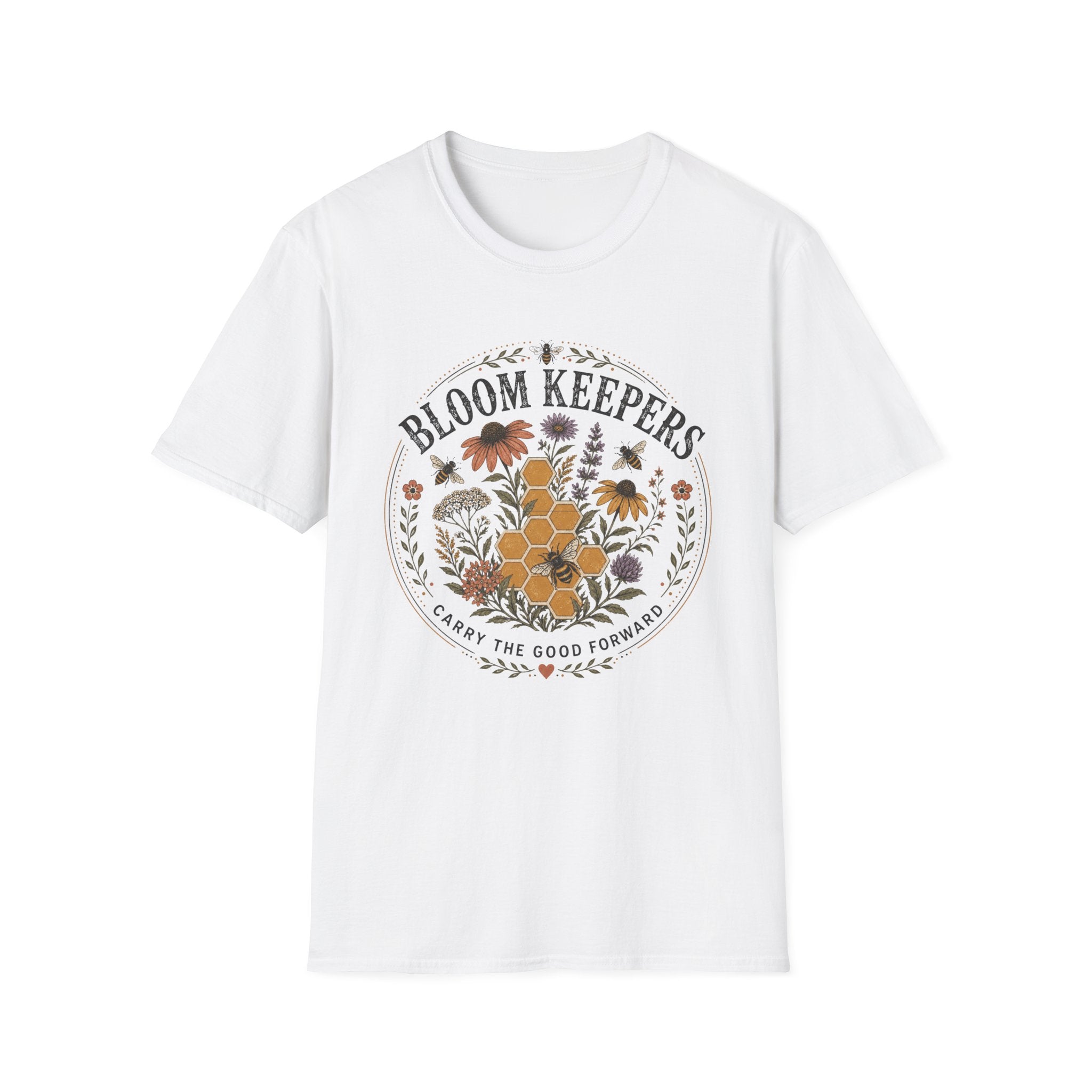 Bloom Keepers T-Shirt Floral Bee & Honeycomb Garden Tee
