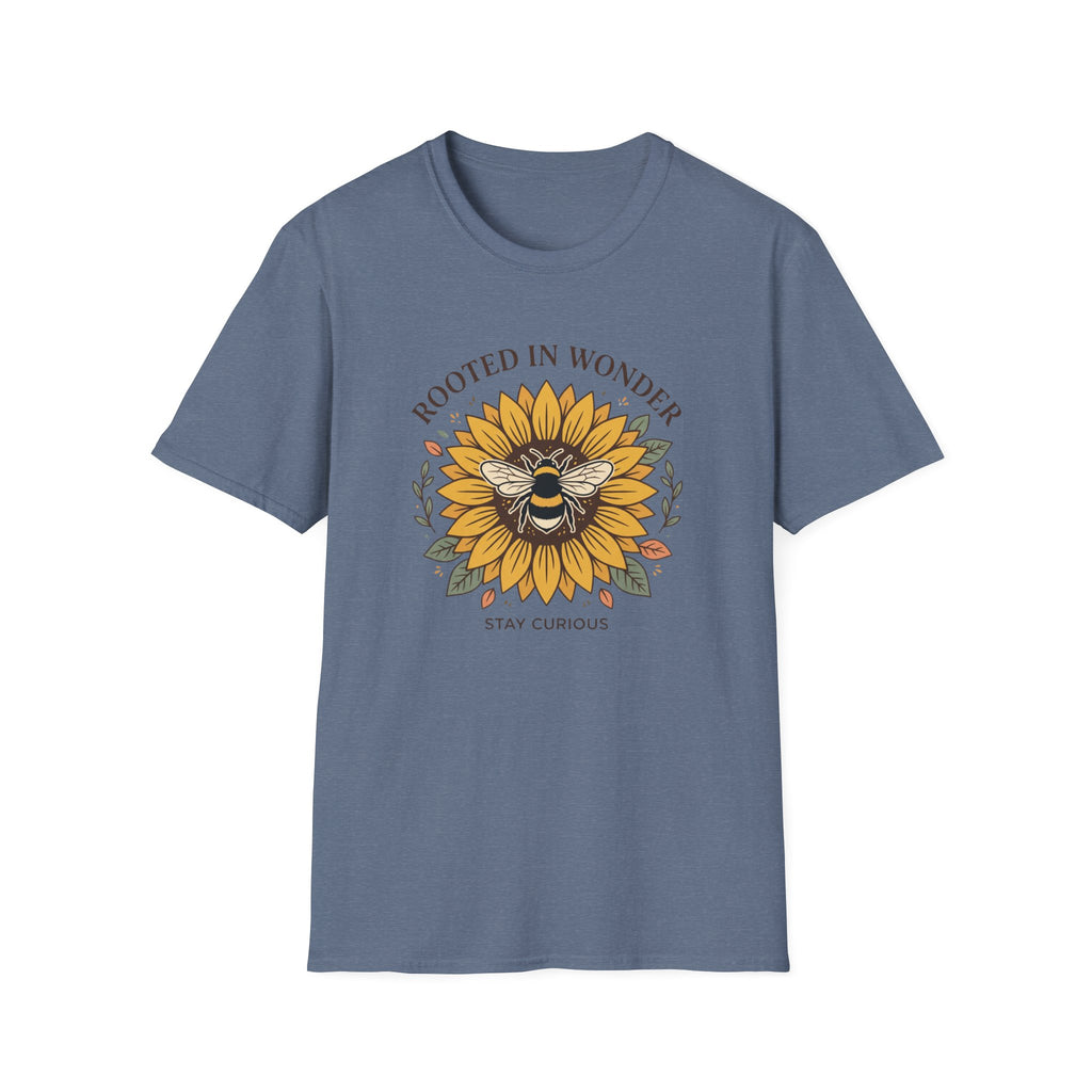 Sunflower Bee T-Shirt — "Rooted in Wonder" Botanical Graphic Tee