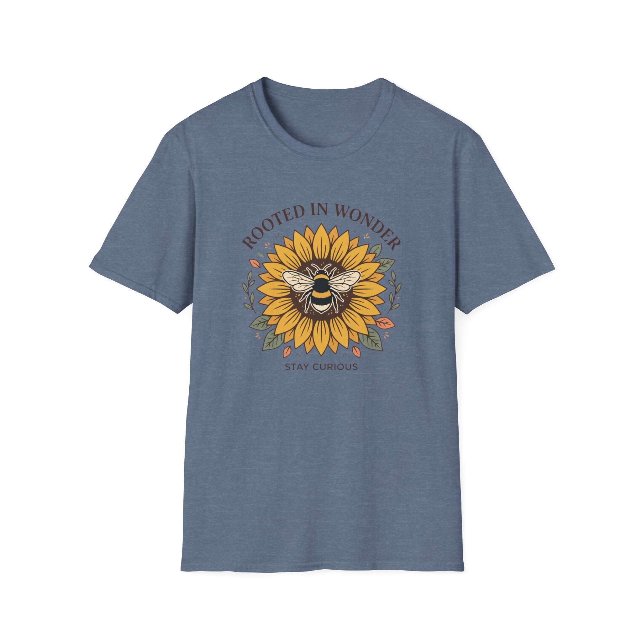 Sunflower Bee T-Shirt — "Rooted in Wonder" Botanical Graphic Tee