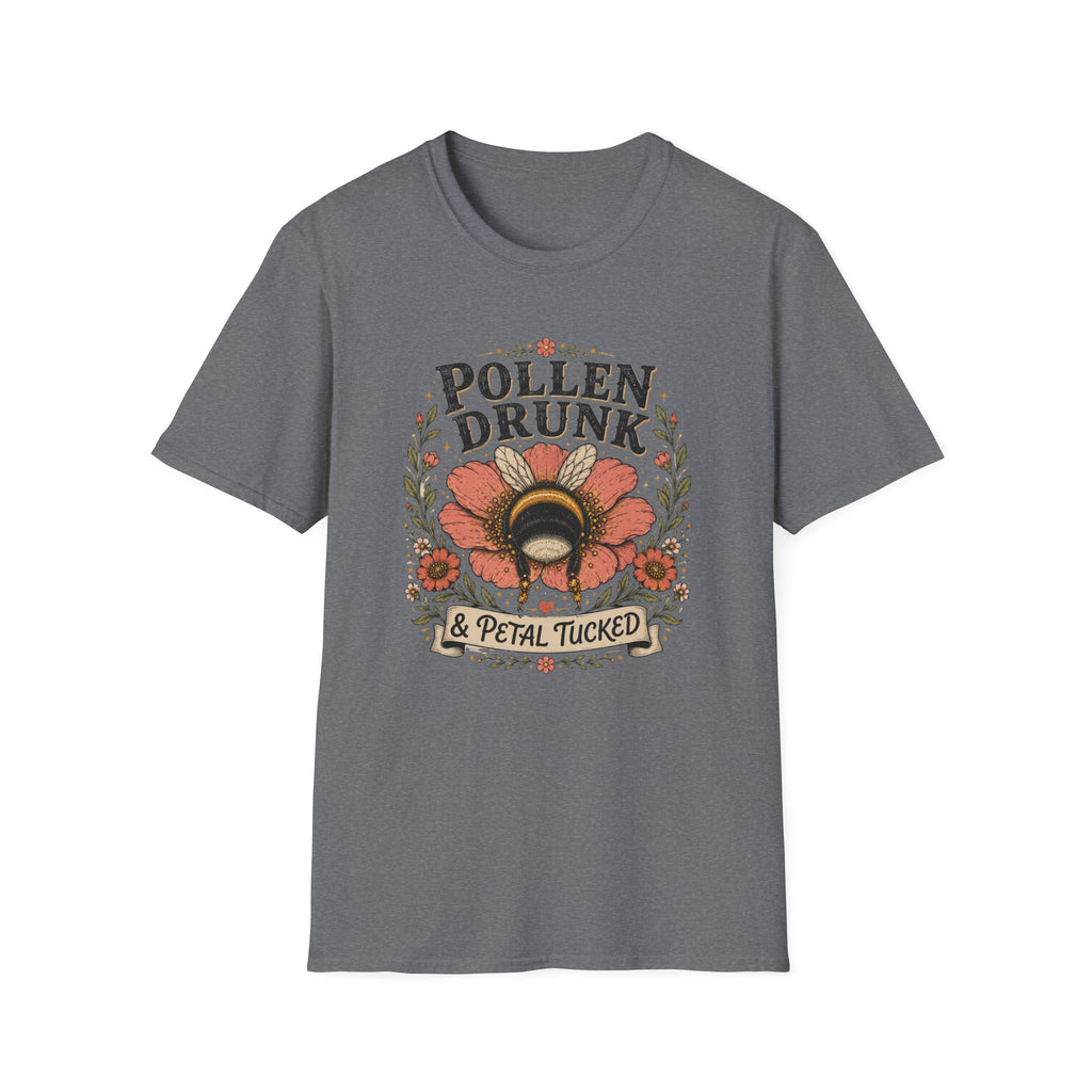 T-Shirt 'Pollen Drunk' Floral Bee Tee (Gardener Plant Mom Gift)