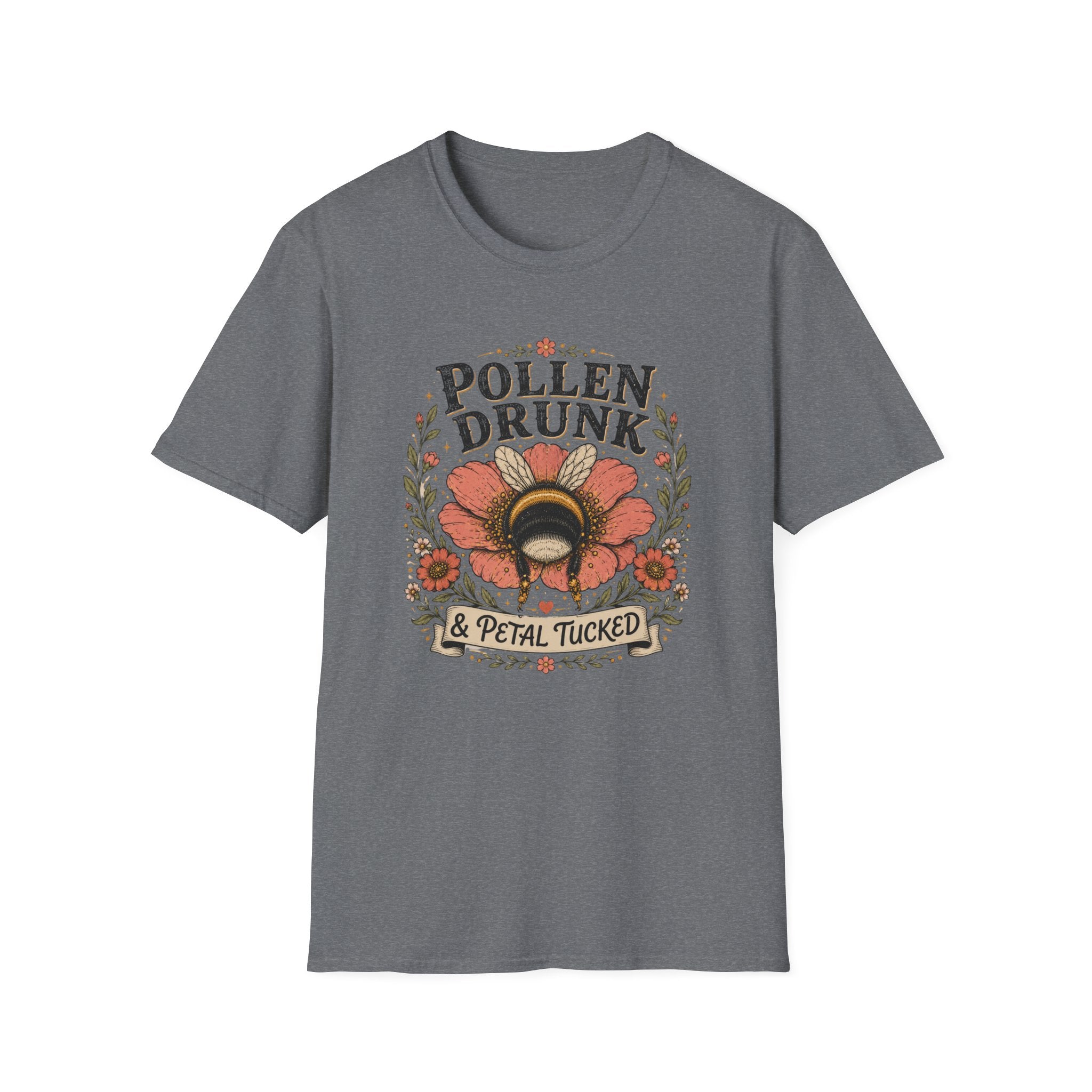 T-Shirt 'Pollen Drunk' Floral Bee Tee (Gardener Plant Mom Gift)