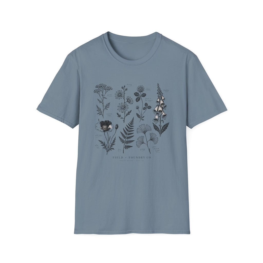 Botanical Sketch Wildflower Floral Illustration T-Shirt
