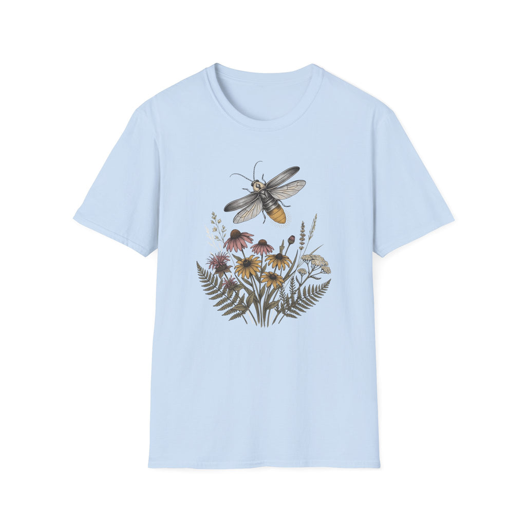 Bee & Wildflower T-Shirt Botanical Firefly Illustration Tee
